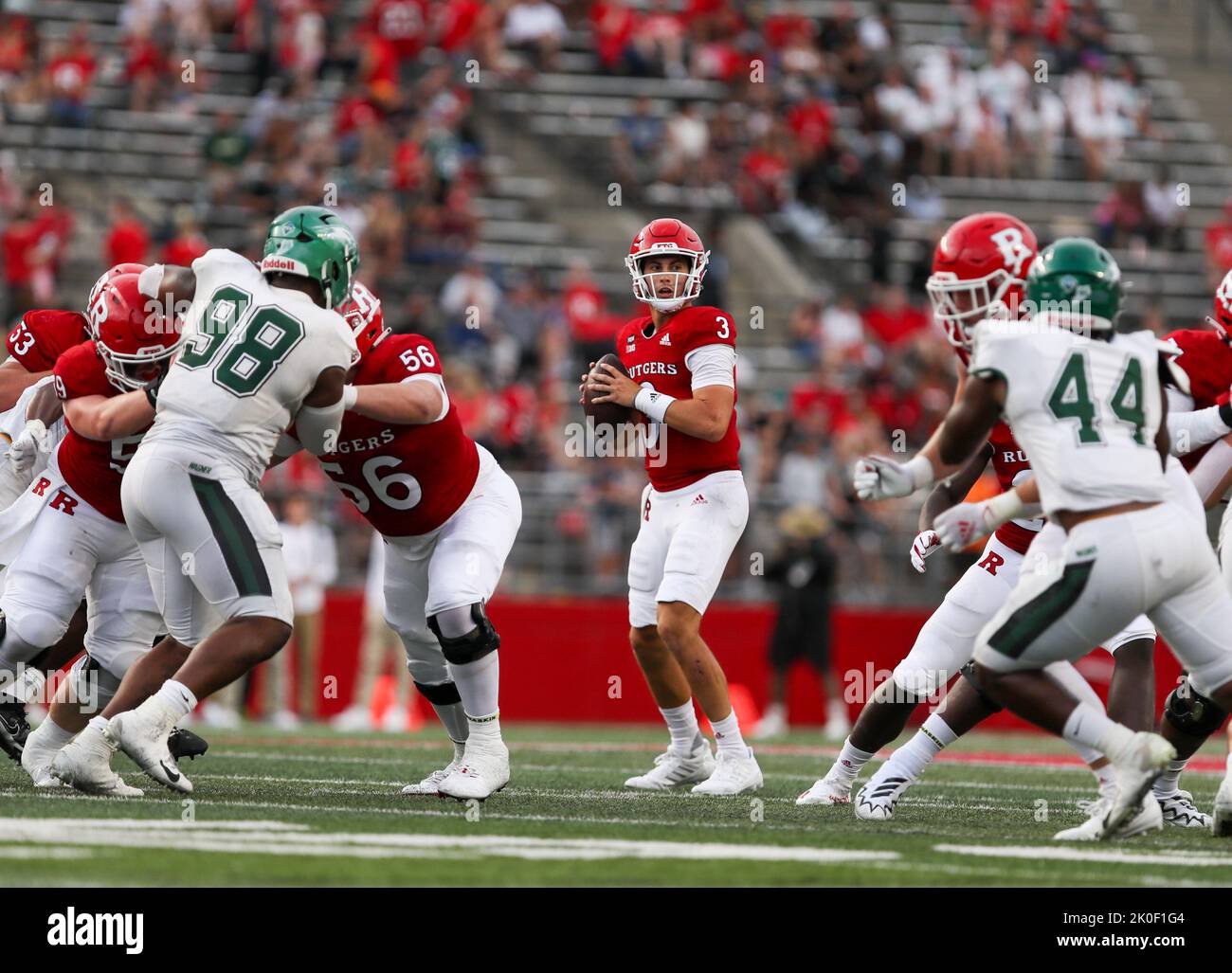 Evan Simon (3 Rutgers) en action pendant le match de la Conférence Big Ten entre l'université Rutgers et Wagner au STADE SHI à Piscataway, NJ Banque D'Images