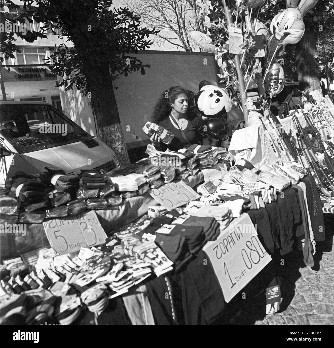 Fête de la ville de Radomir. Vendeur de chaussettes. Bulgarie. Jour de Saint-Demetrius. Dimitrovden. Juste. Banque D'Images