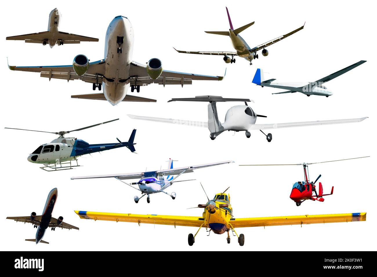 Différents avions isolés sur blanc Banque D'Images