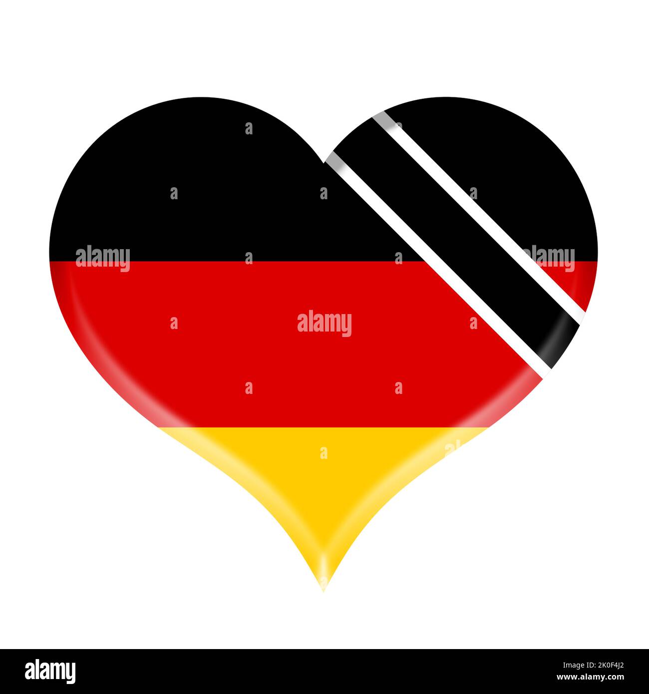 Coeur avec drapeau allemand et ruban de deuil Banque D'Images