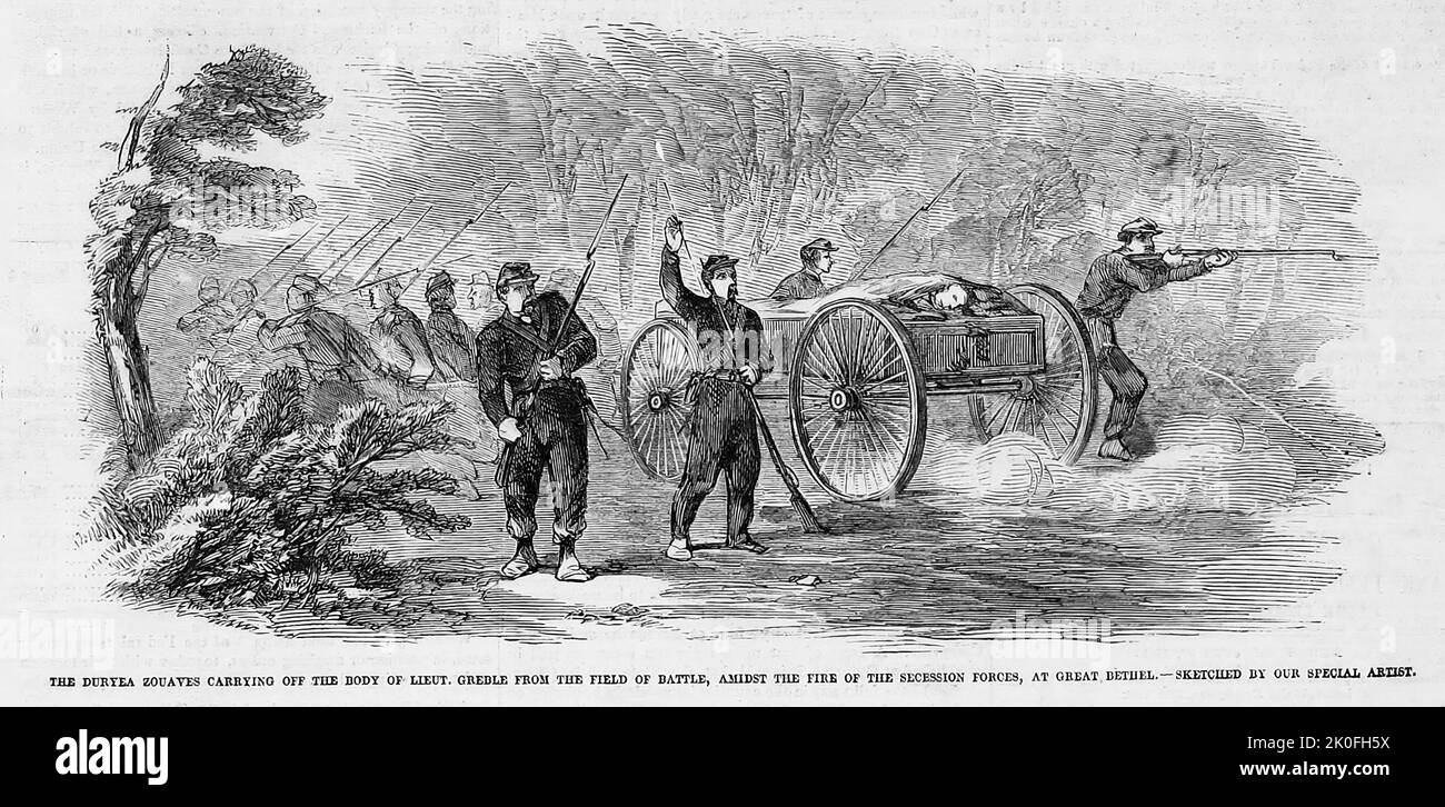 Les Duryea Zouaves portant le corps du lieutenant Greble du champ de