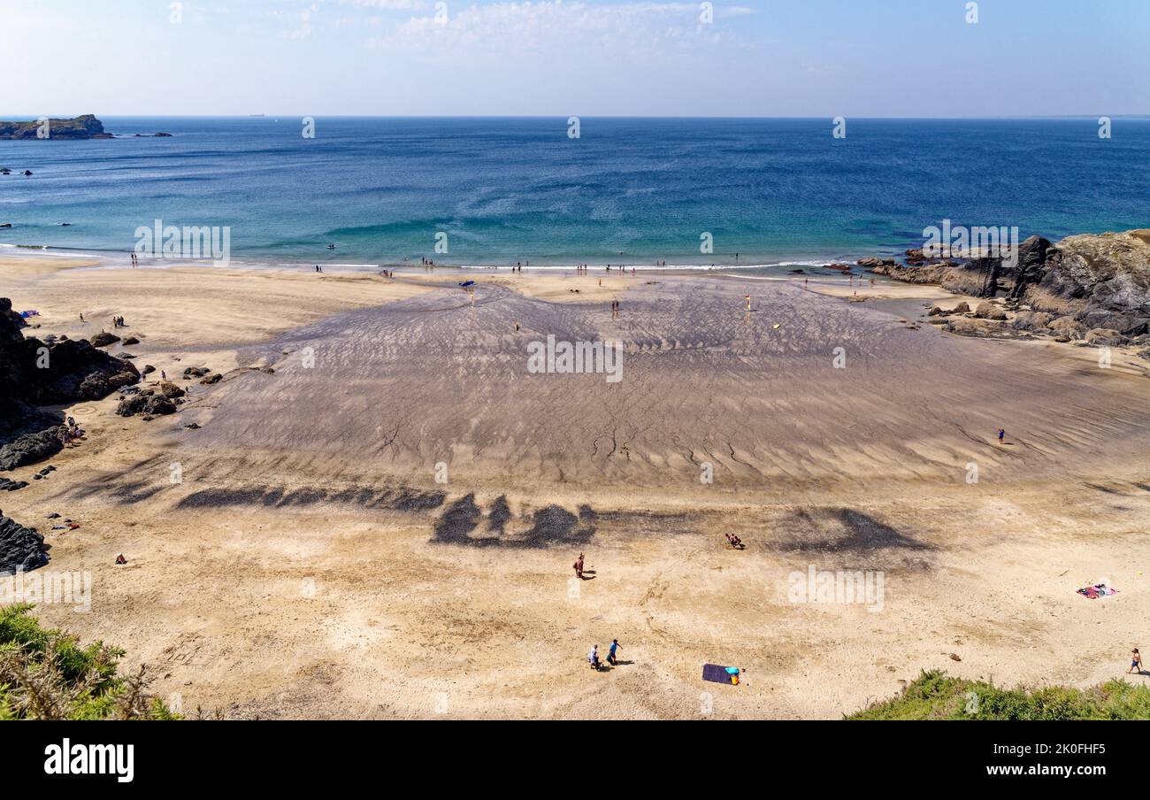 Polurian Beach, Million, Cornouailles, Angleterre, Royaume-Uni. 13th ...