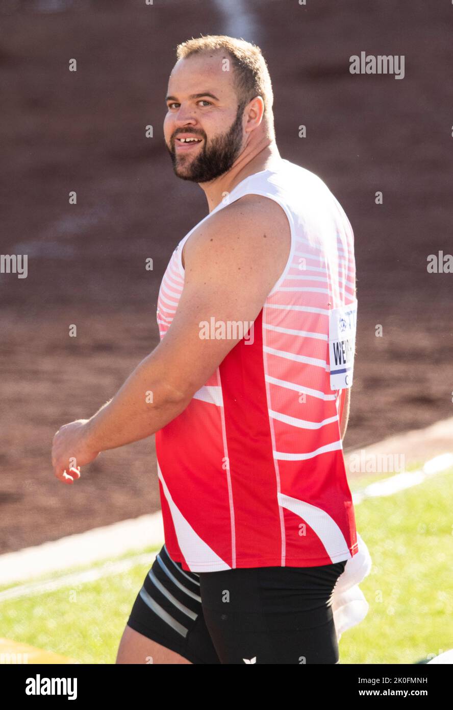 Lukas Weisshaidinger, Autriche, participant au discus masculin aux Championnats du monde d'athlétisme, Hayward Field, Eugene, Oregon, États-Unis, le 17th juillet Banque D'Images