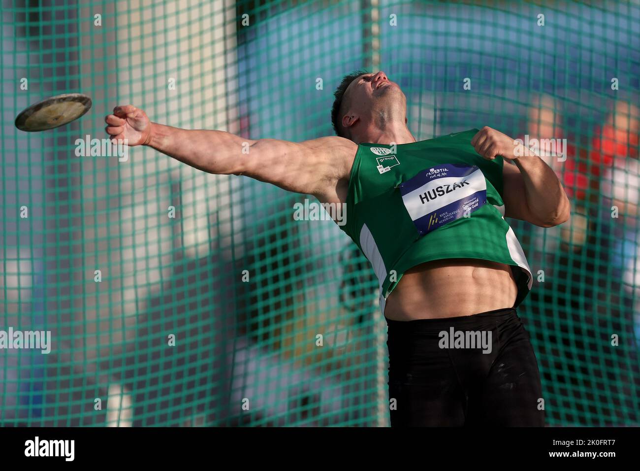 Zagreb, Croatie. 11th septembre 2022. ZAGREB, CROATIE - SEPTEMBRE 11 : Janos Huszak de Hongrie participe au tournoi de Discus des hommes lors du circuit continental d'athlétisme mondial Or 2022 - 72nd Mémorial Boris Hanzekovic au stade Mladost sur 11 septembre 2022 à Zagreb, Croatie. Photo par Igor Kralj/Pixsell crédit: Pixsell Agence photo et vidéo/Alamy Live News Banque D'Images