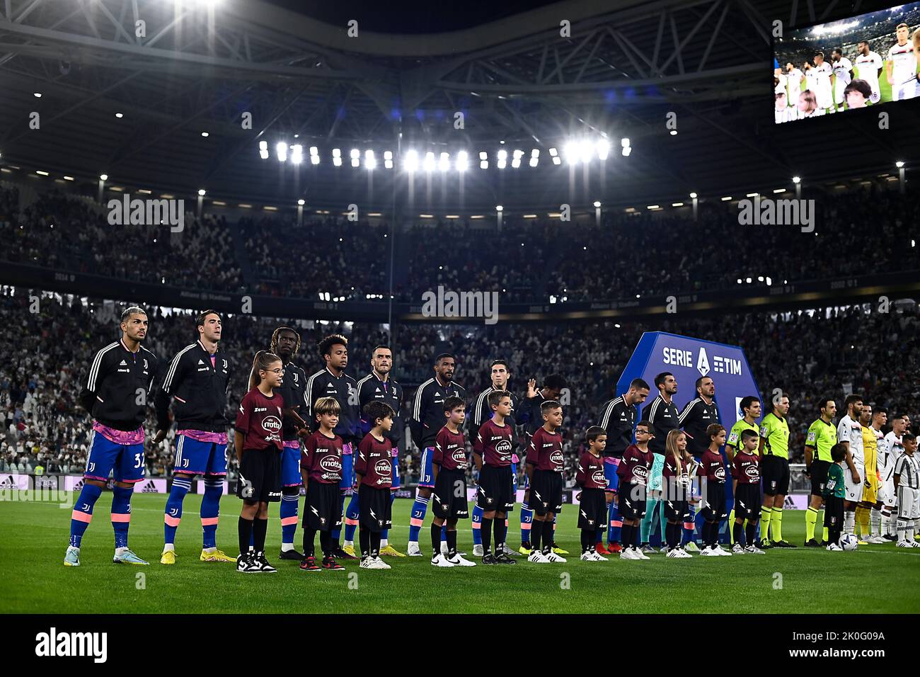 Foto Fabio Ferrari/Lapresse 11 Settembre 2022 - Torino, Italia - sport, calcio - Juventus vs Salernitana - Campionato italiano di calcio série A TIM 2022/2023 - Juventus Stadium. Nella foto:&#xf2;ine upSeptember 11, 2022 Turin, Italie - sport, calcio - Juventus vs Salernitana - Championnat italien de football Serie A 2022/2023 - Stade Juventus. Sur la photo : alignez Banque D'Images