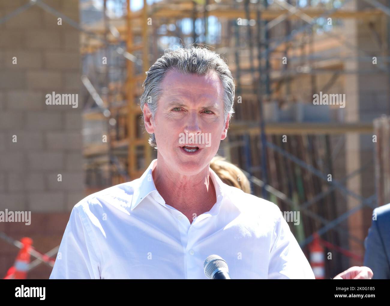 Antioch, CA - 11 août 2022: Communiqué du gouverneur de la Californie lors d'une conférence de presse pour annoncer les stratégies d'approvisionnement en eau pour CA, qui comprennent le Banque D'Images