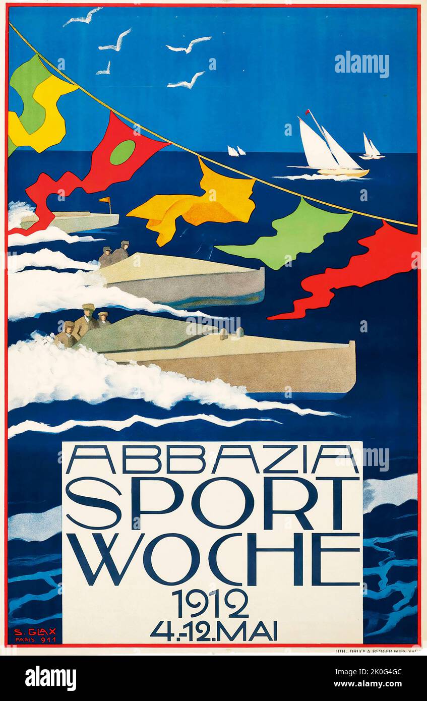 Stefanie Glax (1865-1936) ABBAZIA SPORT WOCHE - 1912 Boat Race - Opatija, Croatie Banque D'Images