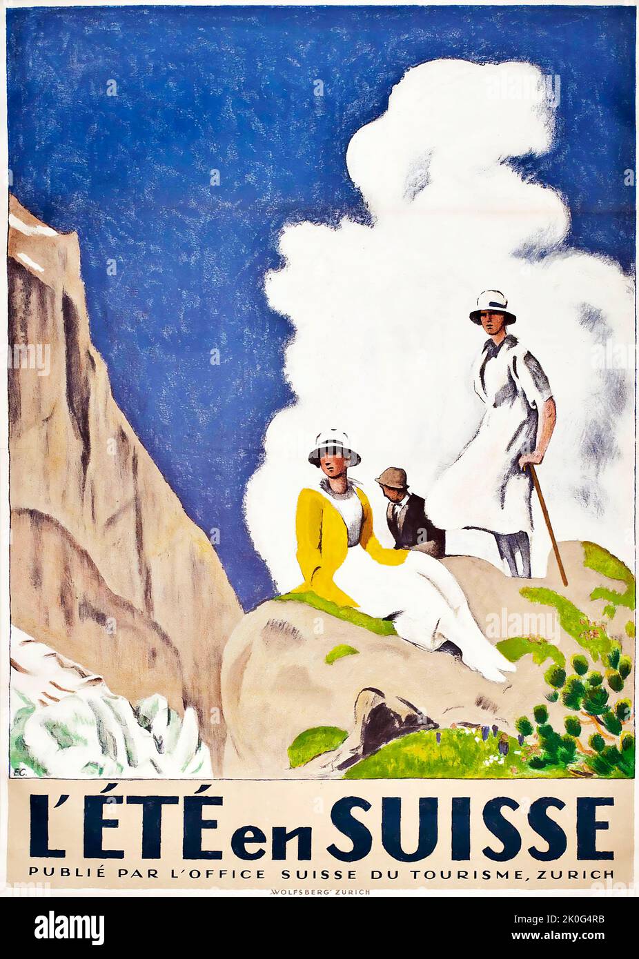 Emil Cardinaux (1877-1936) - l'ÉTÉ en SUISSE - 1921 - Schweiz, Suisse, Suisse - Poster de voyage Banque D'Images