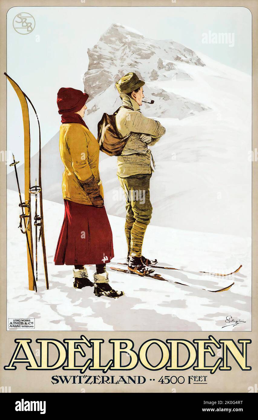 Carlo Pellegrini (1866-1937) ADELBODEN Schweiz, Suisse, Suisse - affiche de voyage Banque D'Images