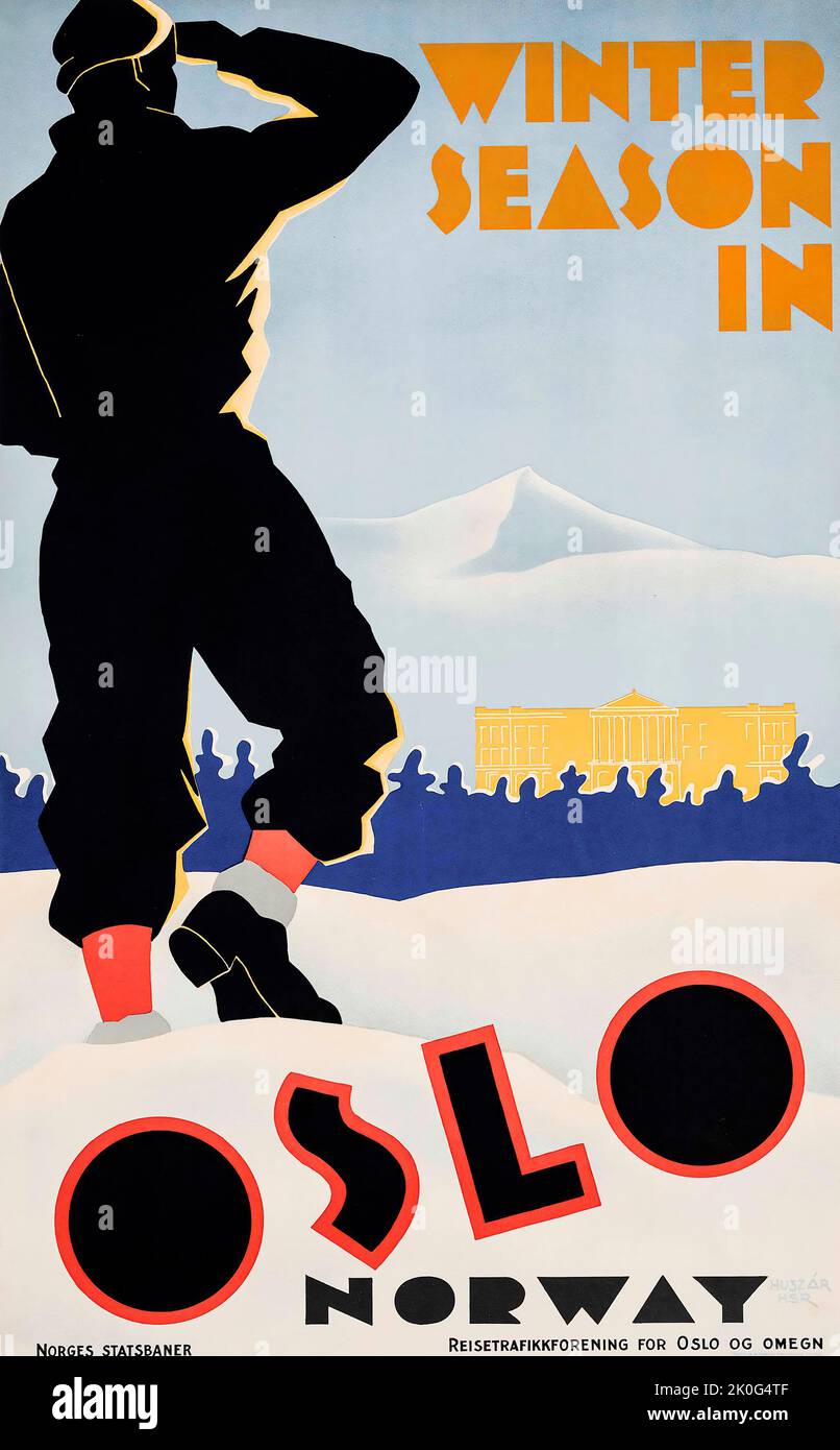 Bert Huszár (1878–1935) SAISON D'HIVER À OSLO affiche voyage - Norvège 1935 Banque D'Images