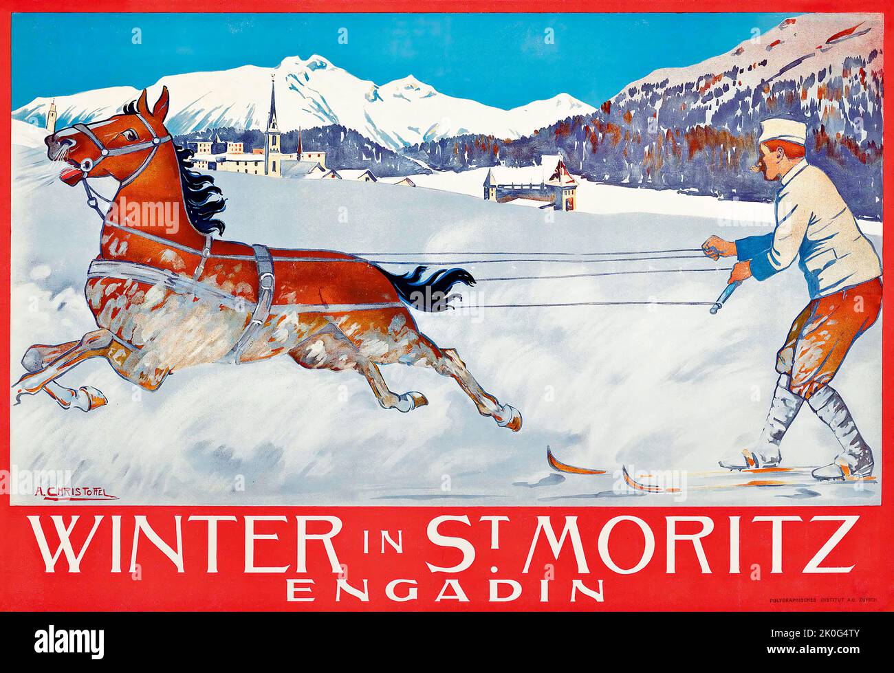 Anton Christoffel (1871-1953) HIVERNE À ST.MORITZ, ENGADIN - 1907 Banque D'Images