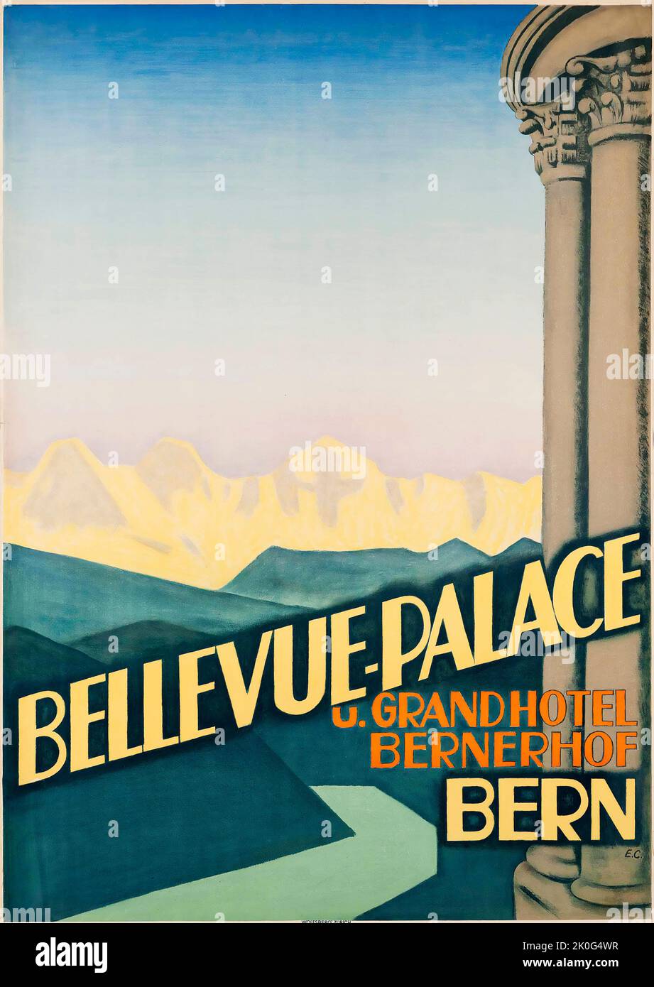 Artiste anonyme - BELLEVUE-PALACE Grand Hotel Bernerhof, BERNE, Suisse, Suisse, c 1932 Banque D'Images