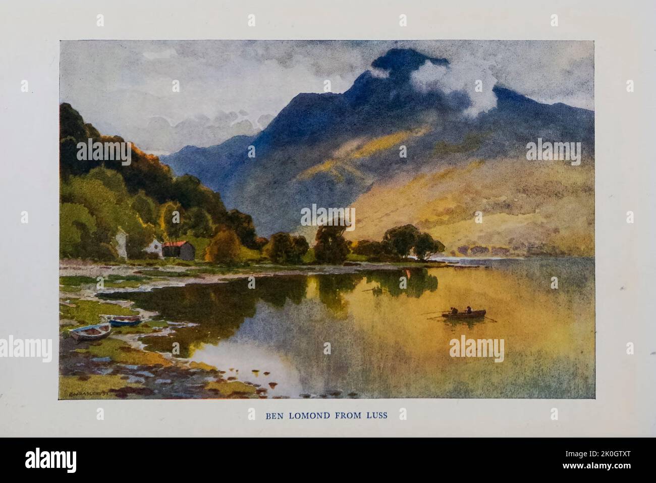 Ben Lomond de Luss Painting by E. W. Haslehust, from the book ' Loch Lomond, Loch Katrine and the Trossachs ' by Eyre-Todd, George, 1862-1937 Date de publication 1900 Editeur Londres : Blackie Banque D'Images