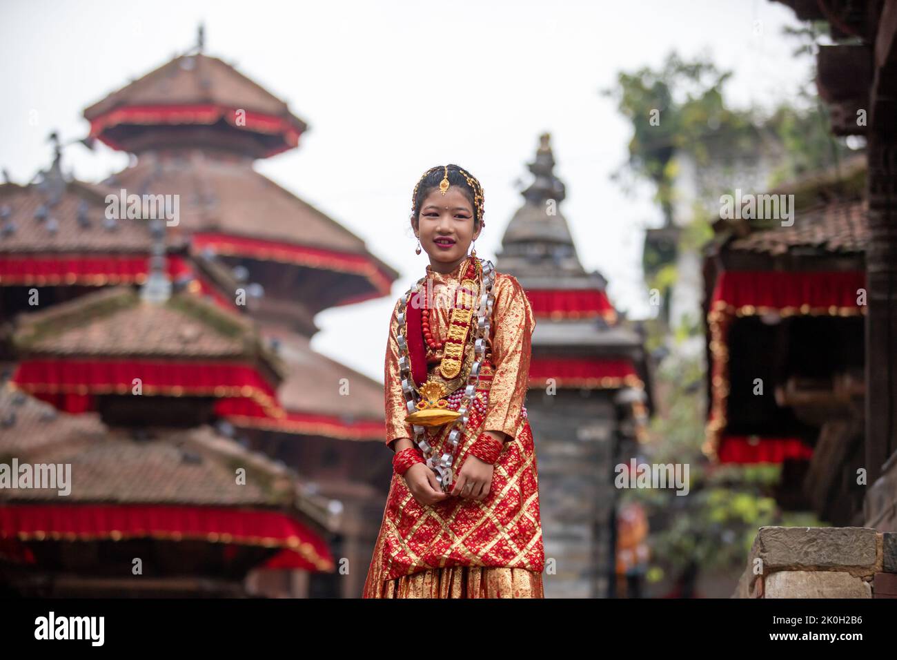 Kumari Puja Festival célébré à Katmandou Durbar Square à l'occasion de l'Indra Jatra 2022. Banque D'Images