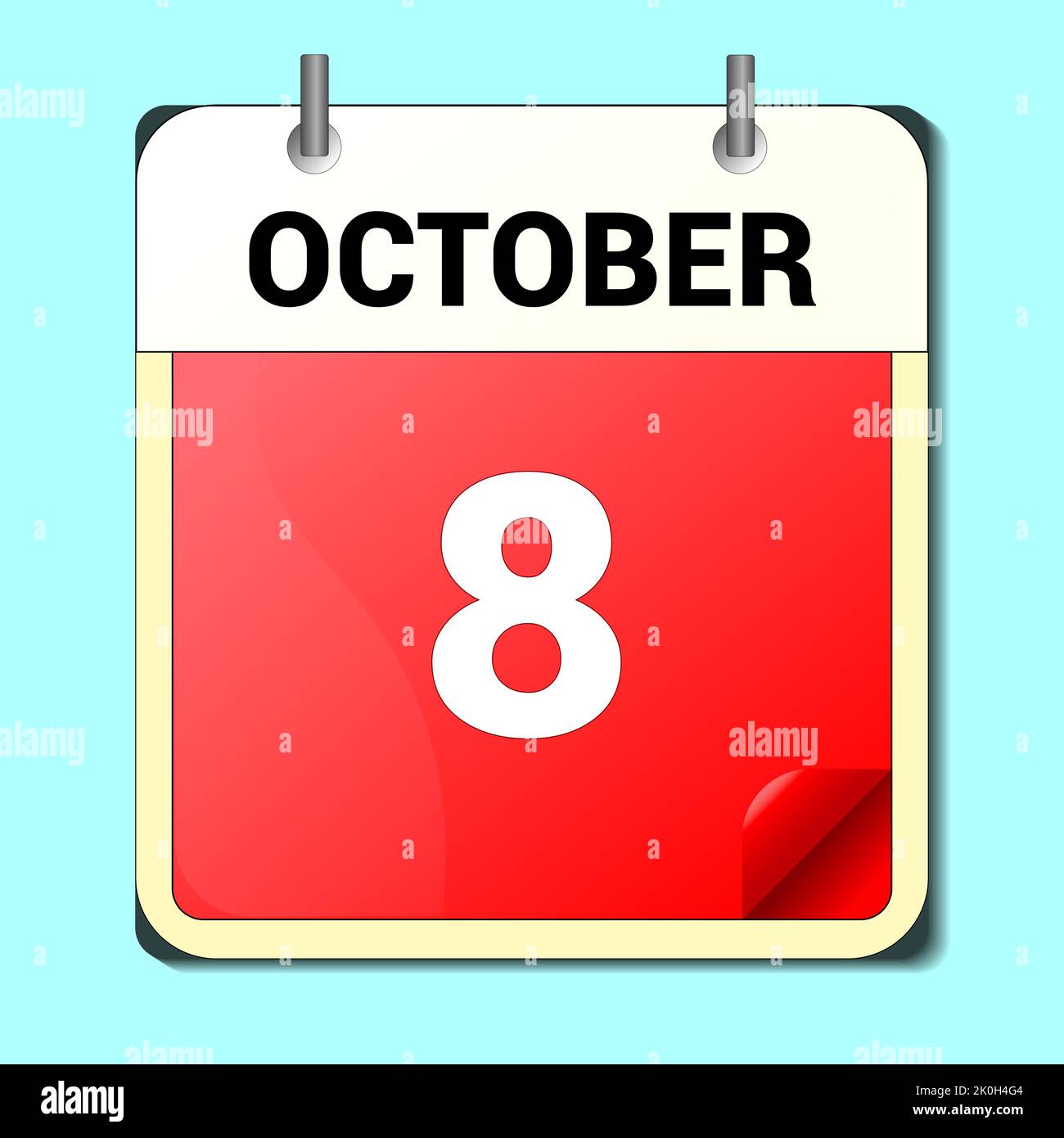 Jour calendaire - 8 octobre illustration vectorielle style plat Illustration de Vecteur