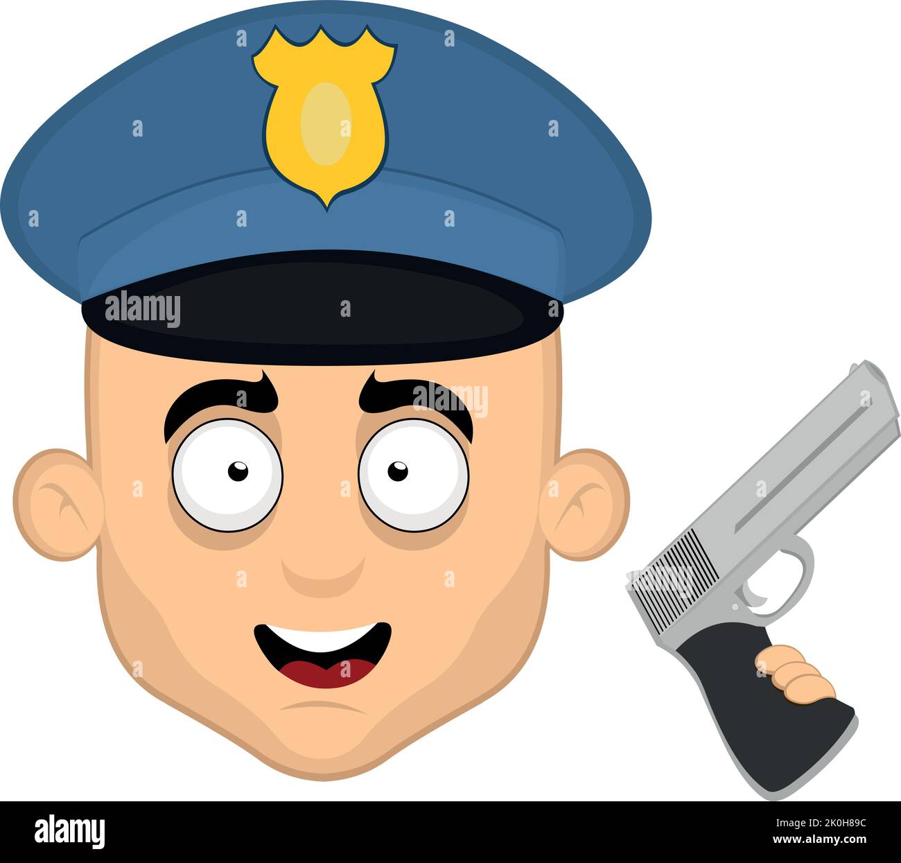 Vecteur émoticône illustration d'un policier de dessin animé avec un chapeau et un fusil dans sa main Illustration de Vecteur