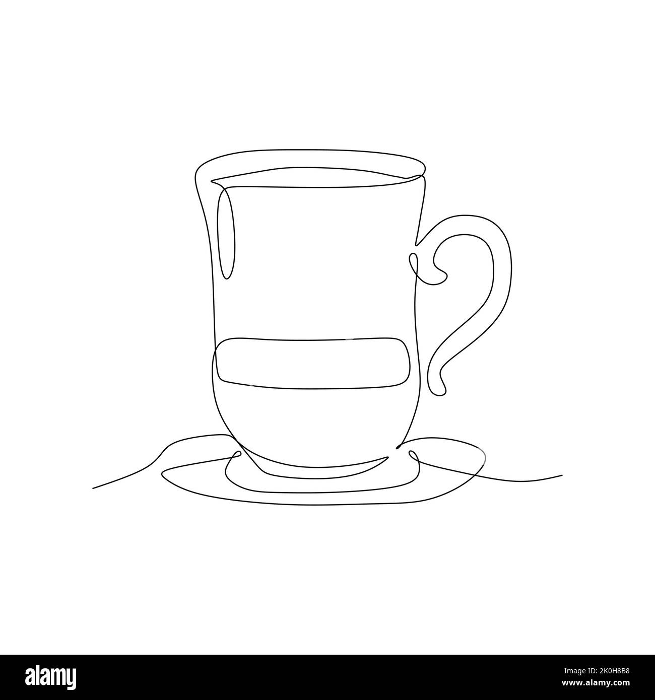 Une tasse de café - illustration vectorielle simple et continue à une ligne pour le concept des aliments et boissons Illustration de Vecteur