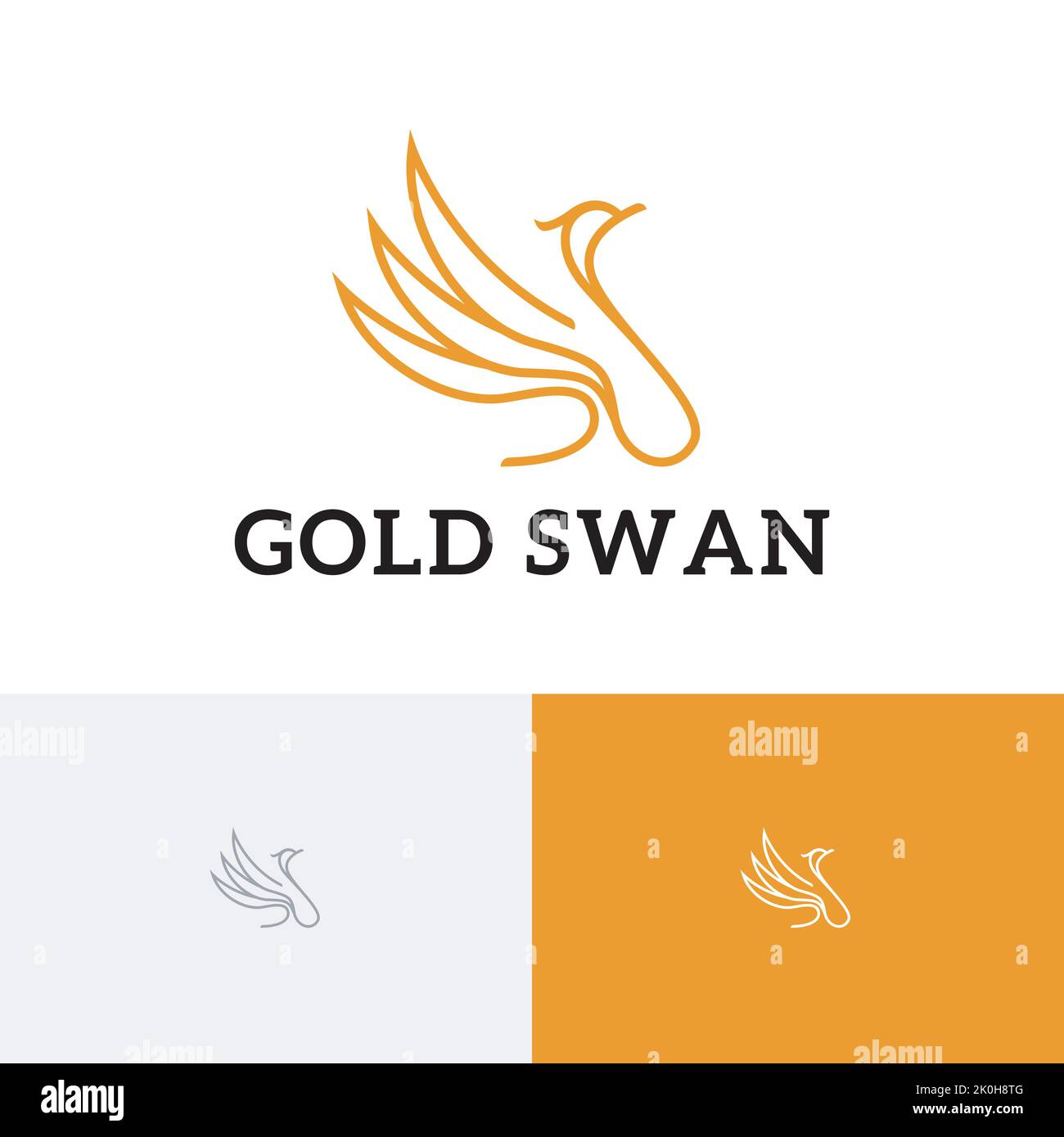 Gold Swan Golden élégant Goose monoline logo Illustration de Vecteur