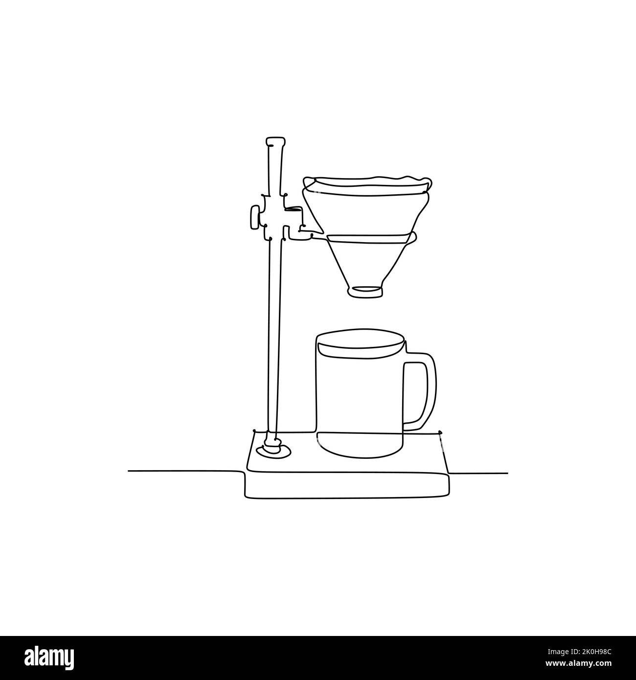 Support égouttoir pour station de café à verser - dessin continu d'une ligne illustration vectorielle dessin à la main pour concept de nourriture et boissons Illustration de Vecteur