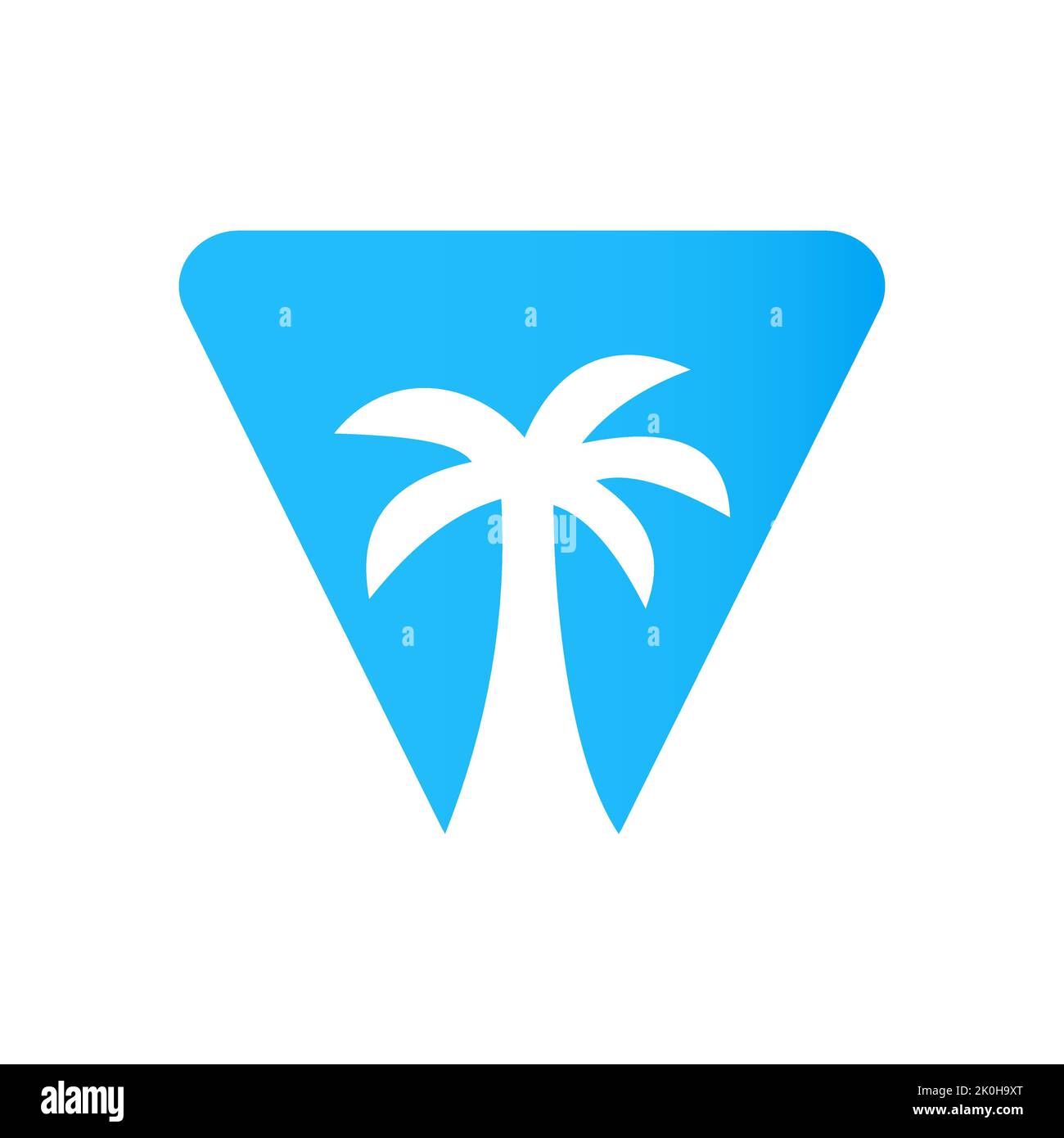 Concept de conception de logo de Palm Tree Letter V pour le modèle vectoriel d'icône de paysage de plage de voyage Illustration de Vecteur