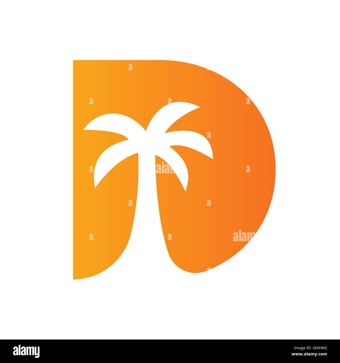 Concept de conception de logo de Palm Tree Letter D pour le modèle vectoriel d'icône de paysage de plage de voyage Illustration de Vecteur
