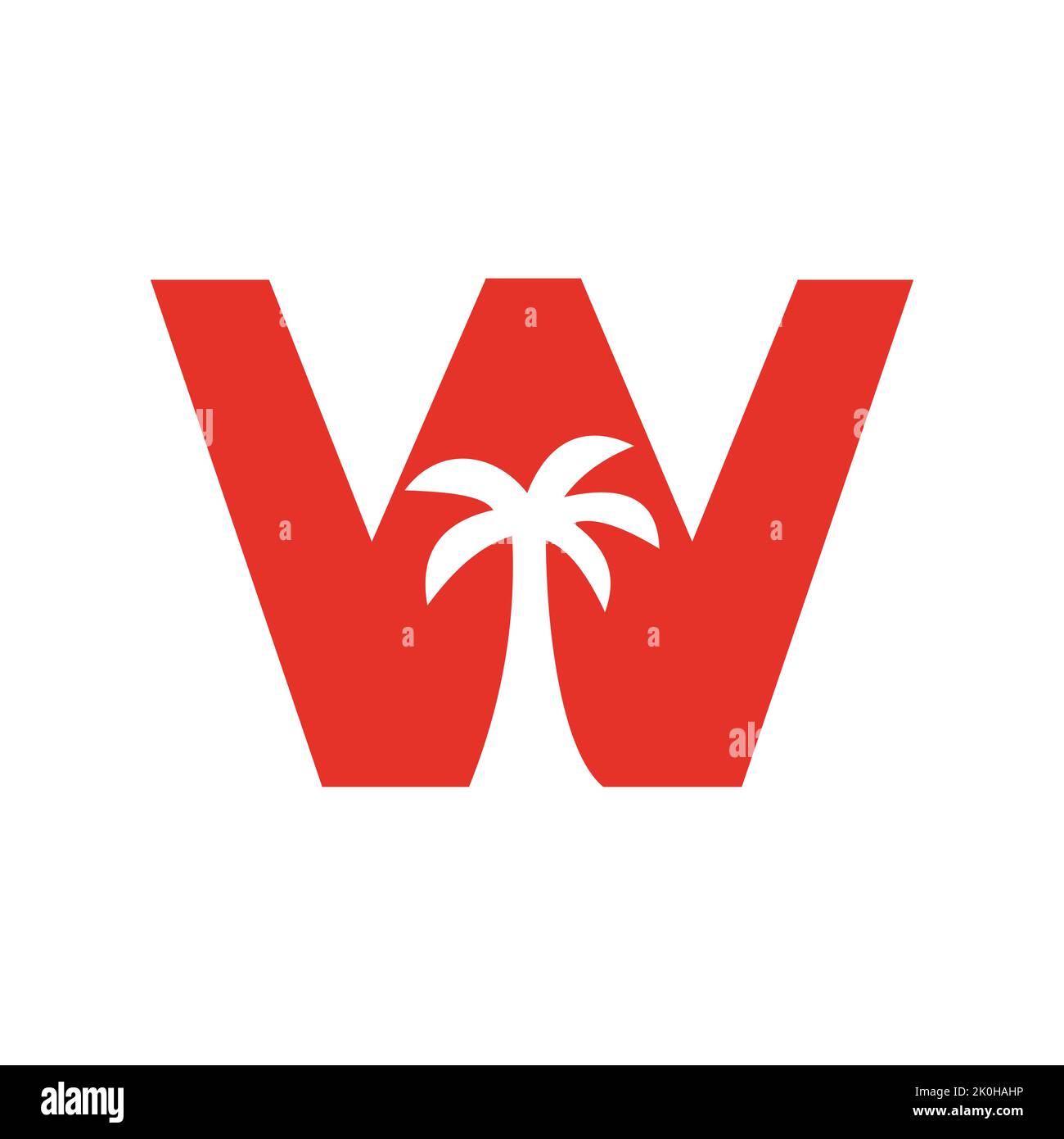 Letter W Palm Tree logo Design concept pour Travel Beach Landscape Icon Vector Template Illustration de Vecteur