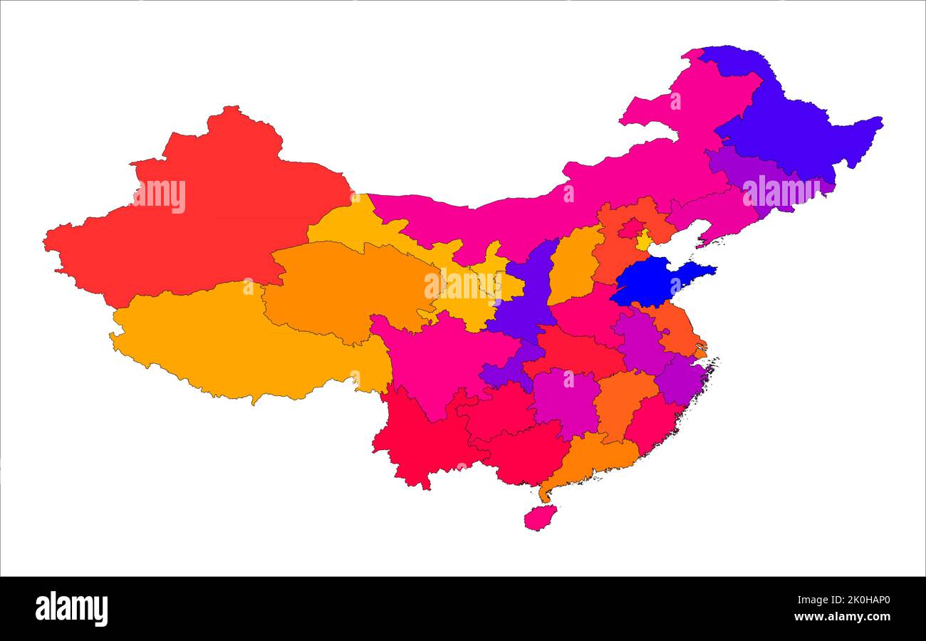 Belle carte colorée de la municipalité de Chine sur fond blanc, municipalité de Chine Illustration de Vecteur