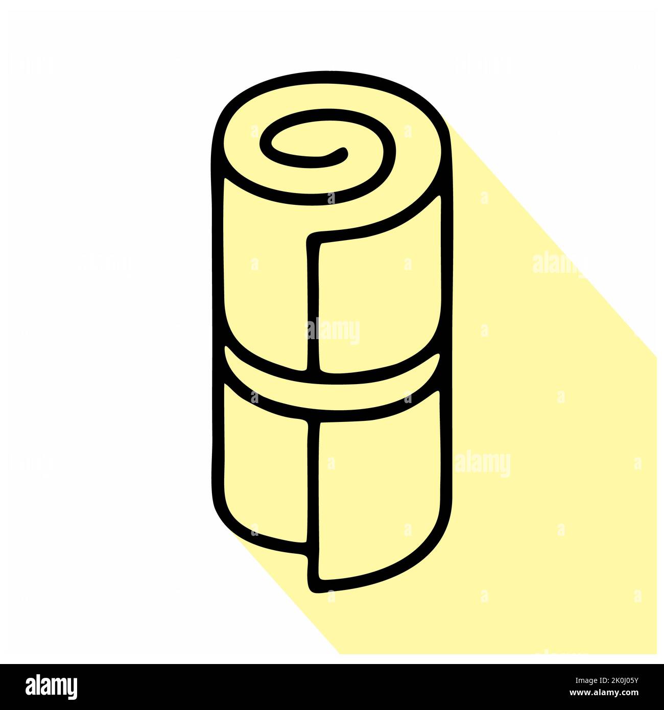 Icône de la ligne plate du rouleau de tapis de fitness. Panneau vectoriel de tapis de yoga. Logo linéaire fin pour le magasin d'équipement de sport Banque D'Images