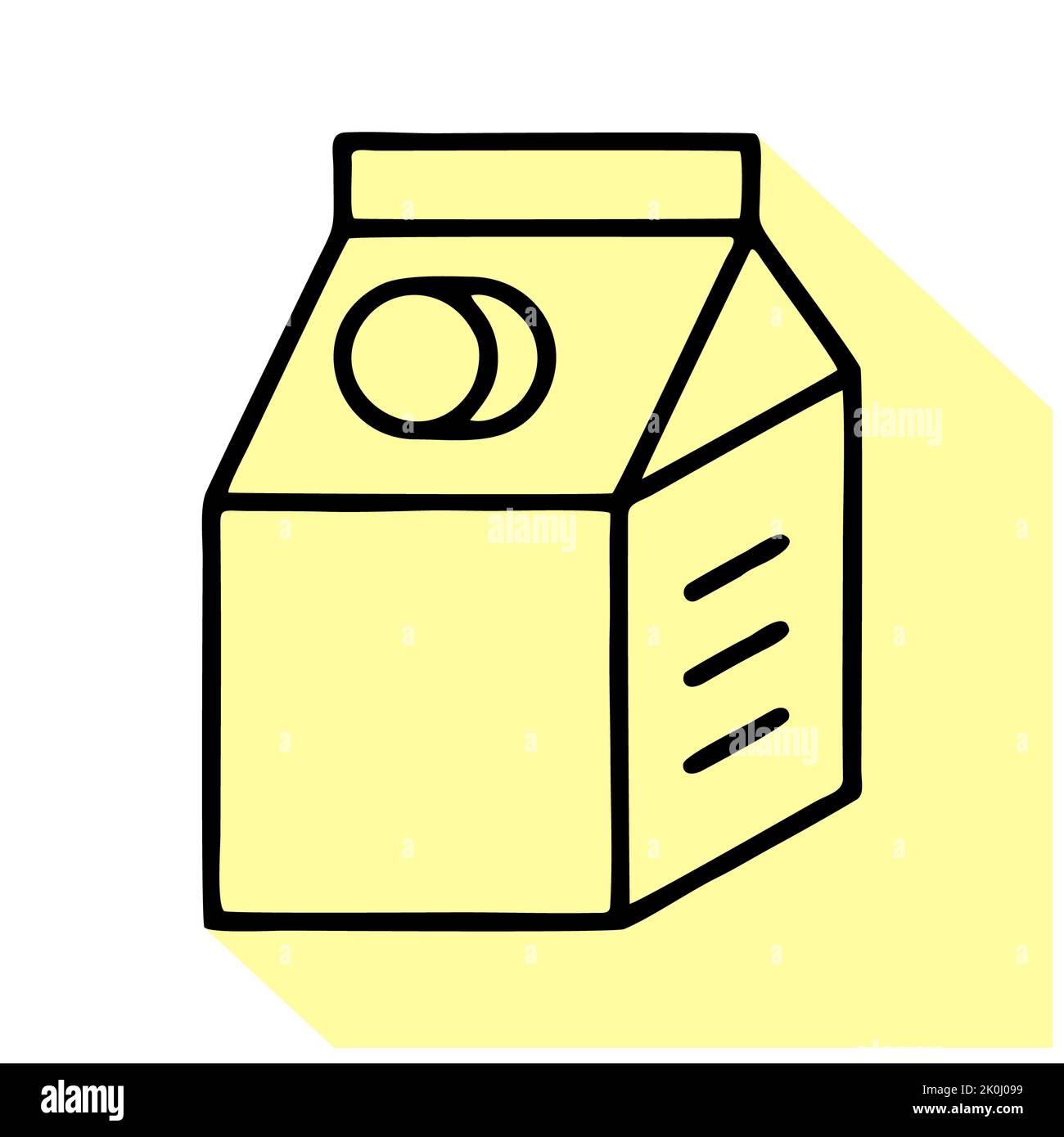 Logo plat de la boîte à lait, icône en forme de kéfir. Illustration vectorielle de produit laitier. Affiche pour un magasin d'aliments sains. Banque D'Images