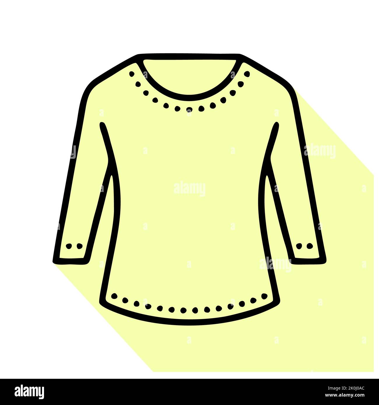 Chemisier à manches longues, tunique sans pinces icône. Affiche classique pour magasin de vêtements pour femmes. Logo linéaire fin pour la boutique de vêtements. Banque D'Images