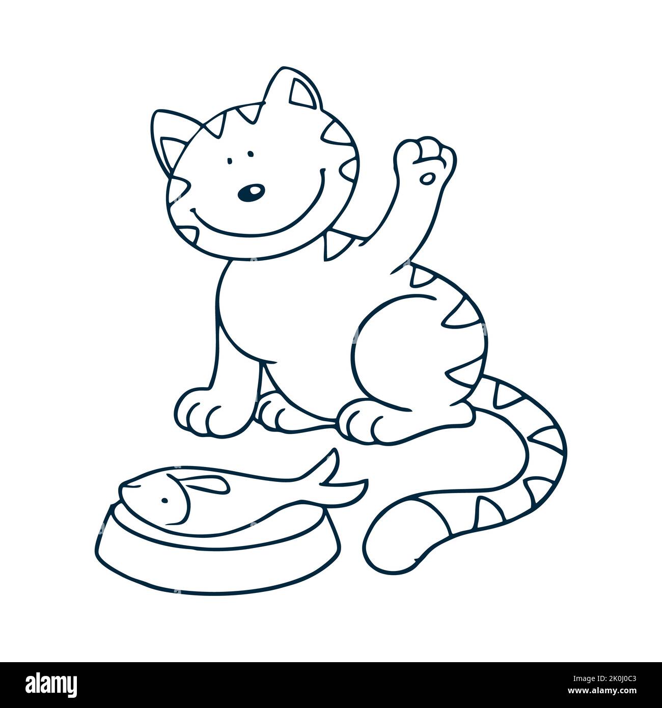 portrait de dessin vectoriel chat dessiné à la main. museau noir et blanc d'un chat américain. portrait d'un chat graphiques noir et blanc dessinés à l'encre. feline fluf Banque D'Images