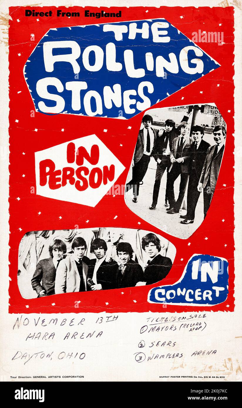 Poster Rolling Stones - Hara Arena concert Poster (1964) Dayton, Ohio Banque D'Images