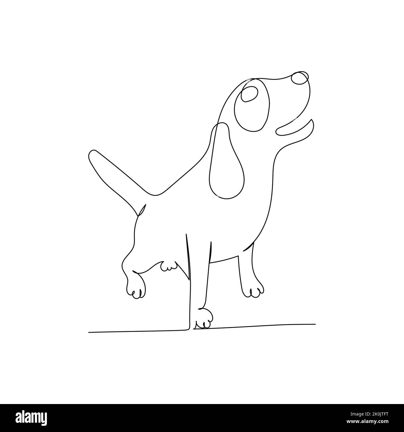 Dessin continu d'un chien mignon. Minimalisme art. Illustration de Vecteur