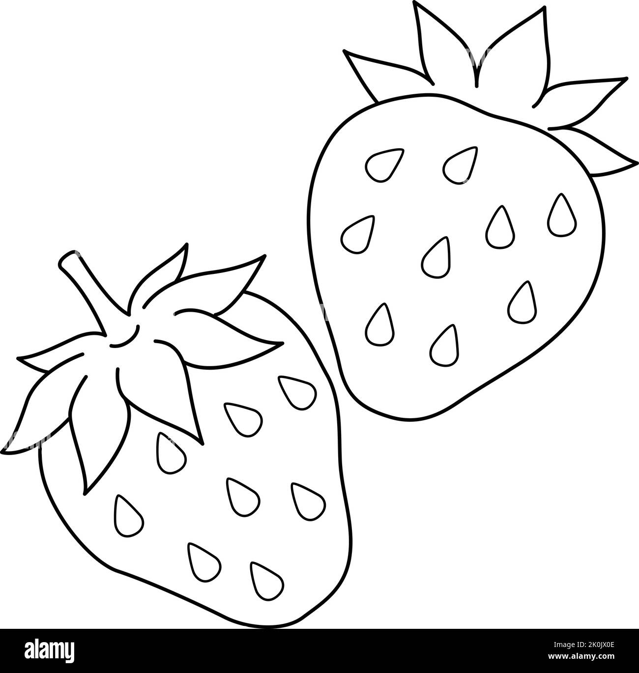 Page de coloration isolée aux fruits de fraise pour les enfants Illustration de Vecteur