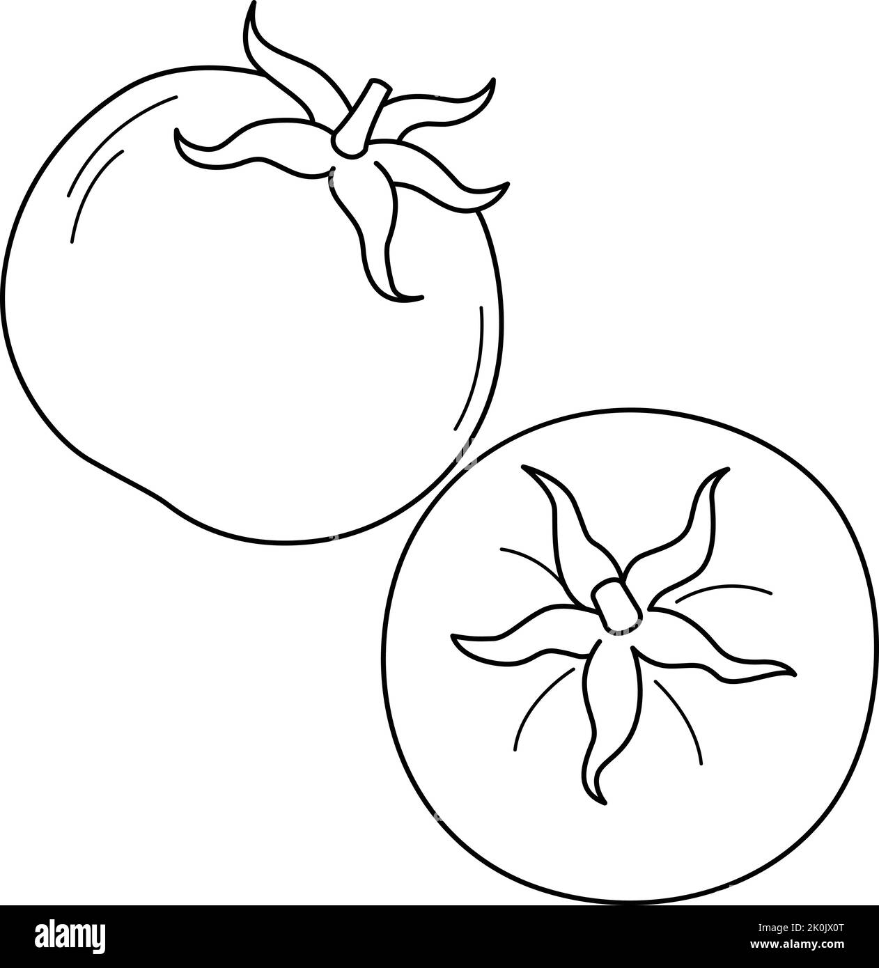 Tomate fruit Isolated coloriage page pour enfants Illustration de Vecteur