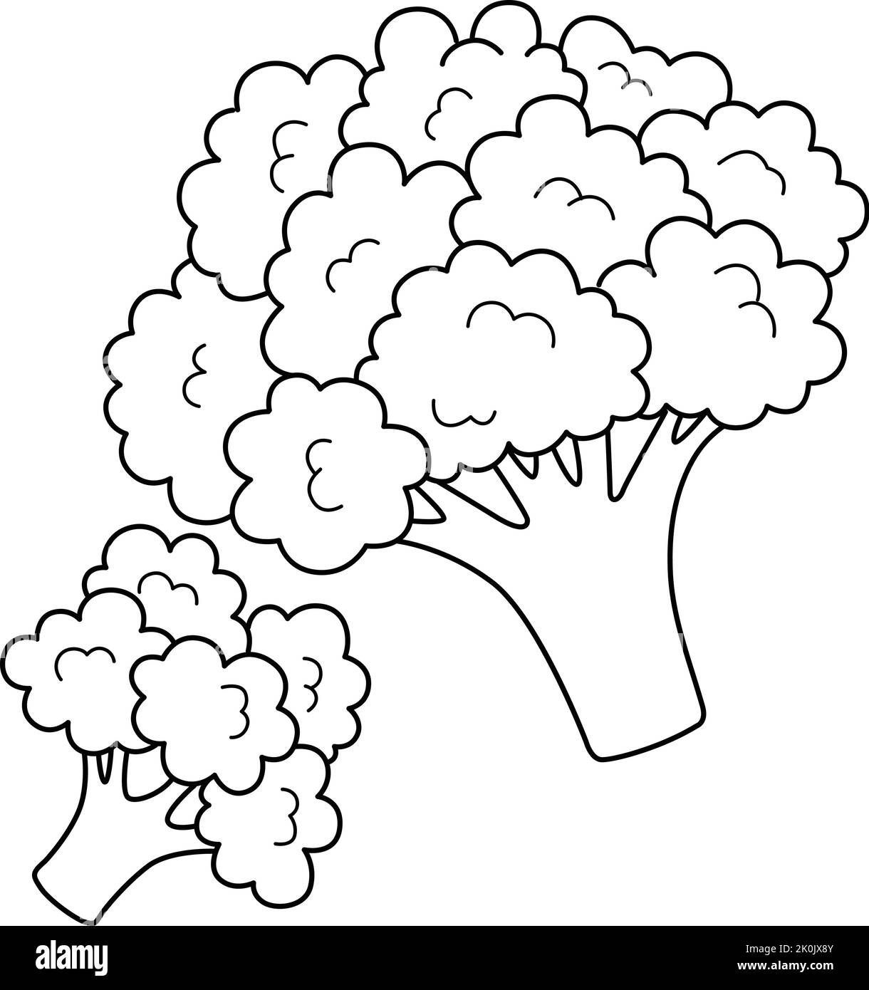 Brocoli page de coloriage isolée de légumes pour les enfants Illustration de Vecteur