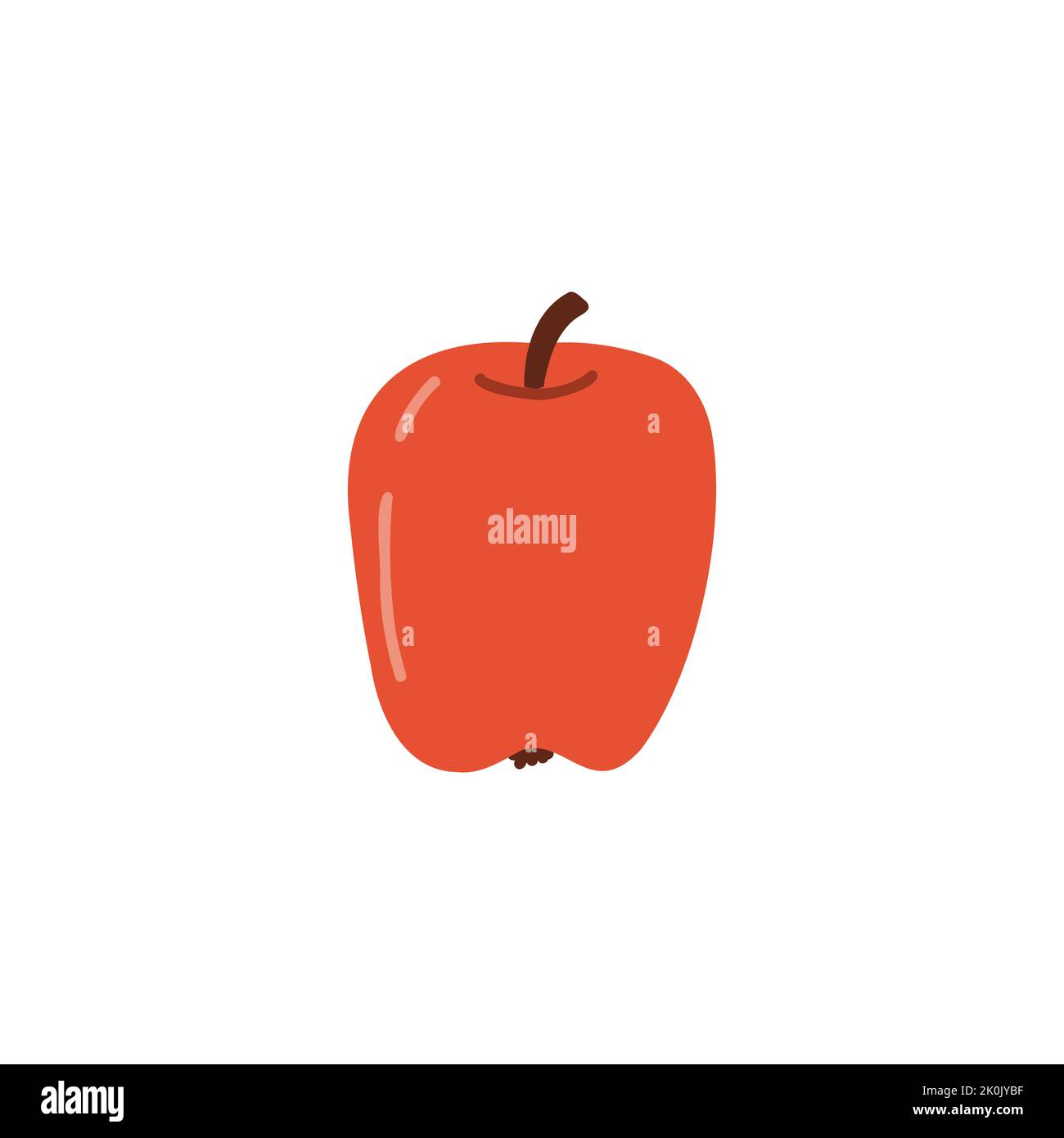 Pomme rouge Doodle. Illustration de la nourriture saine de dessin animé. Dessert végétarien. En-cas Vector vegan Illustration de Vecteur