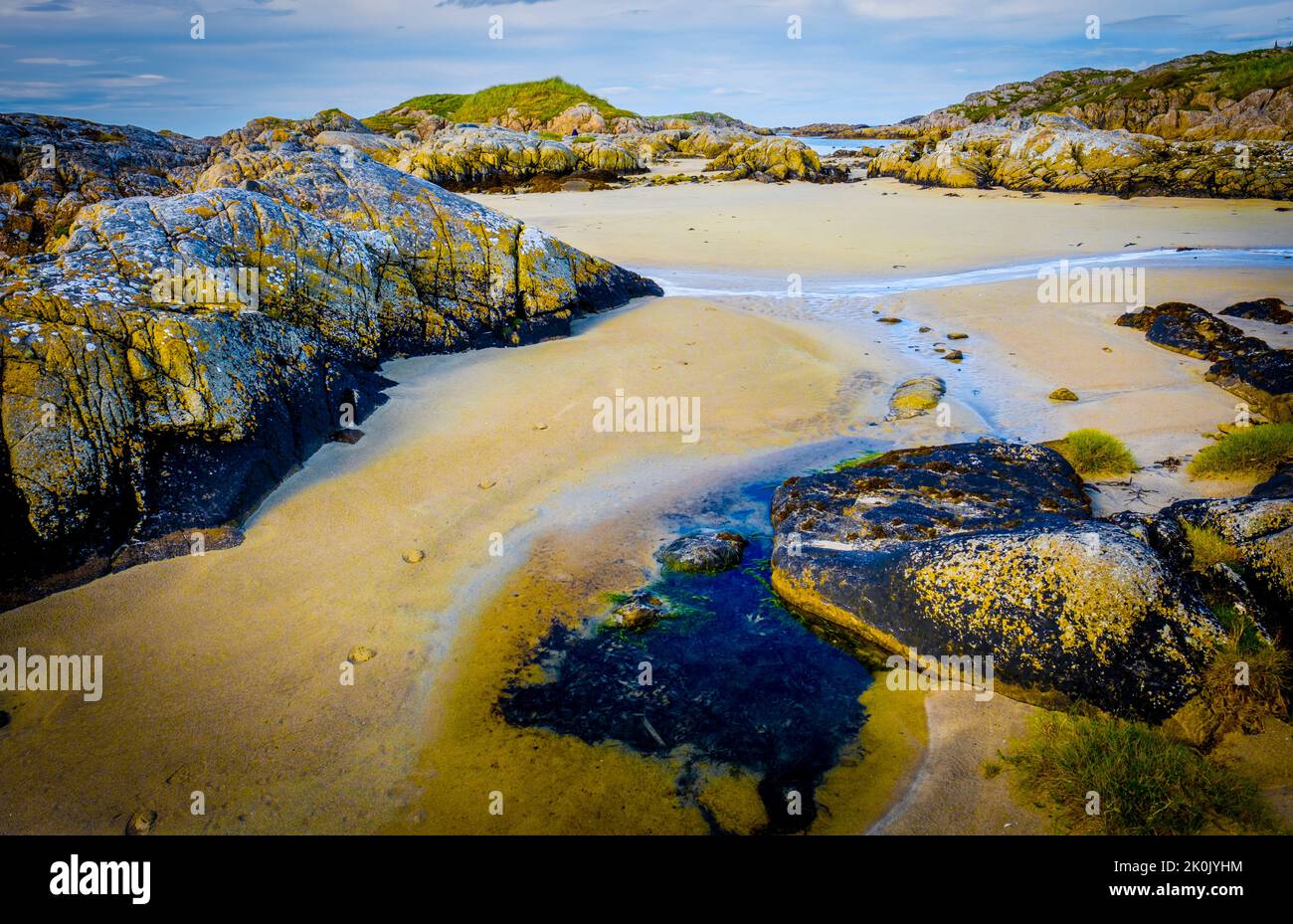 Seascape à la plage de Red Rocks, île de Coll, Écosse. Banque D'Images
