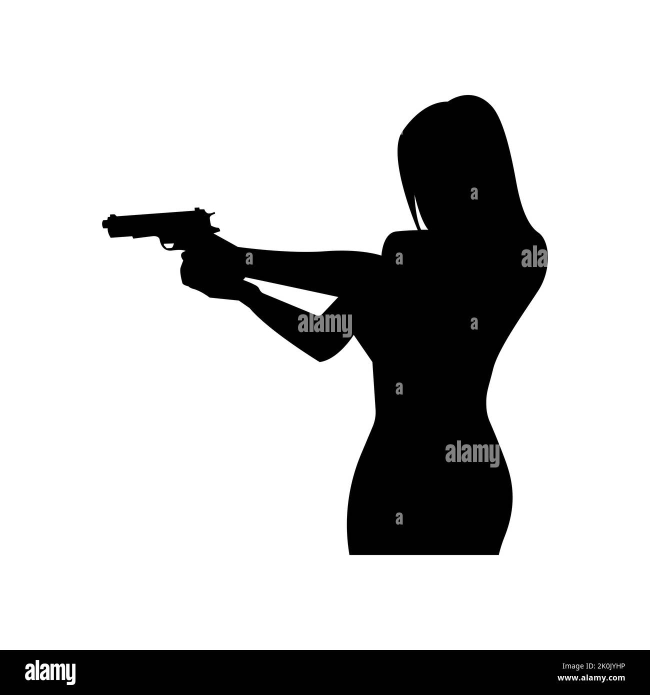 Silhouettes de femme avec des armes dans leurs mains. L'illustration vectorielle est simple Illustration de Vecteur