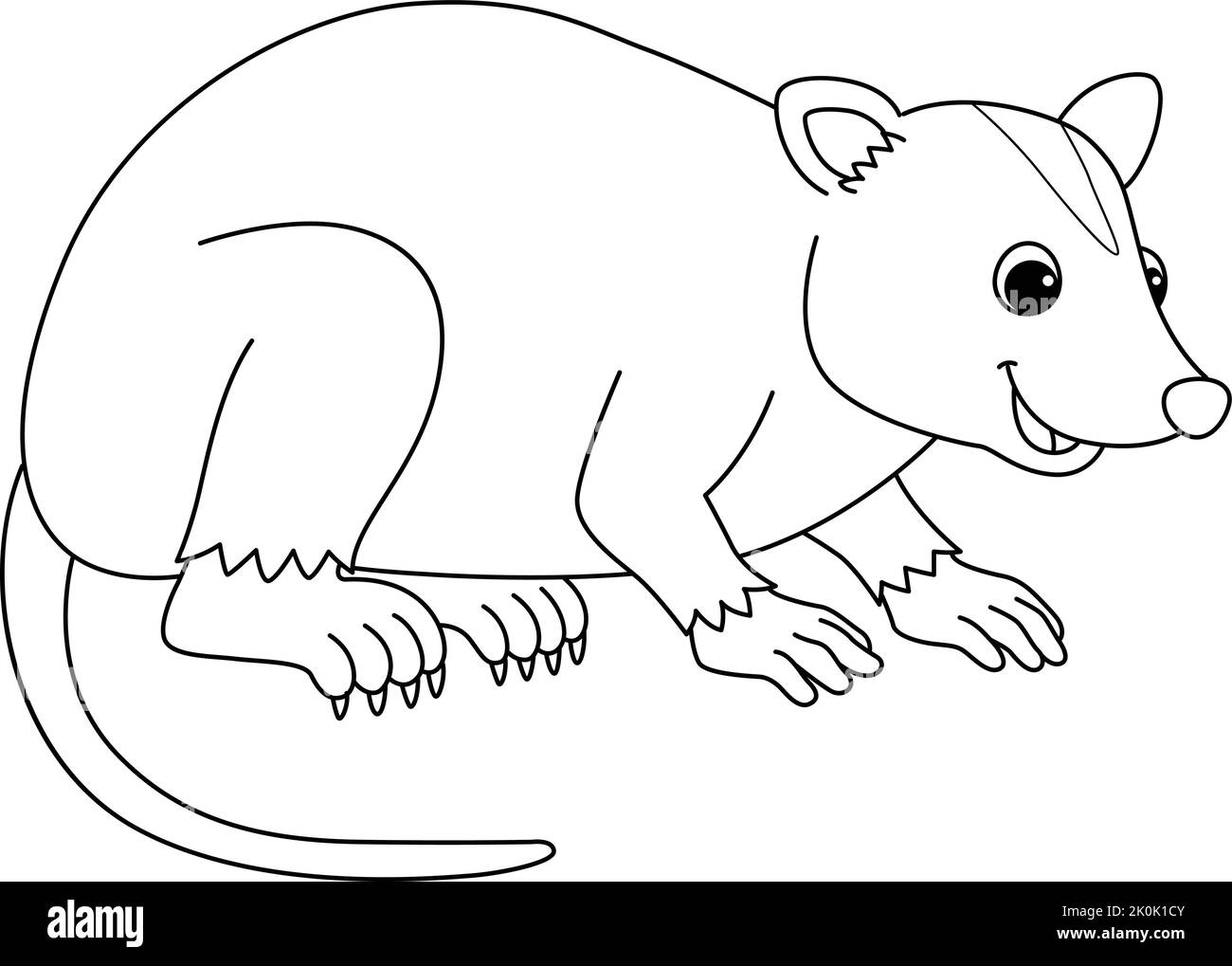 Opossum Animal Isolated coloriage page pour enfants Illustration de Vecteur