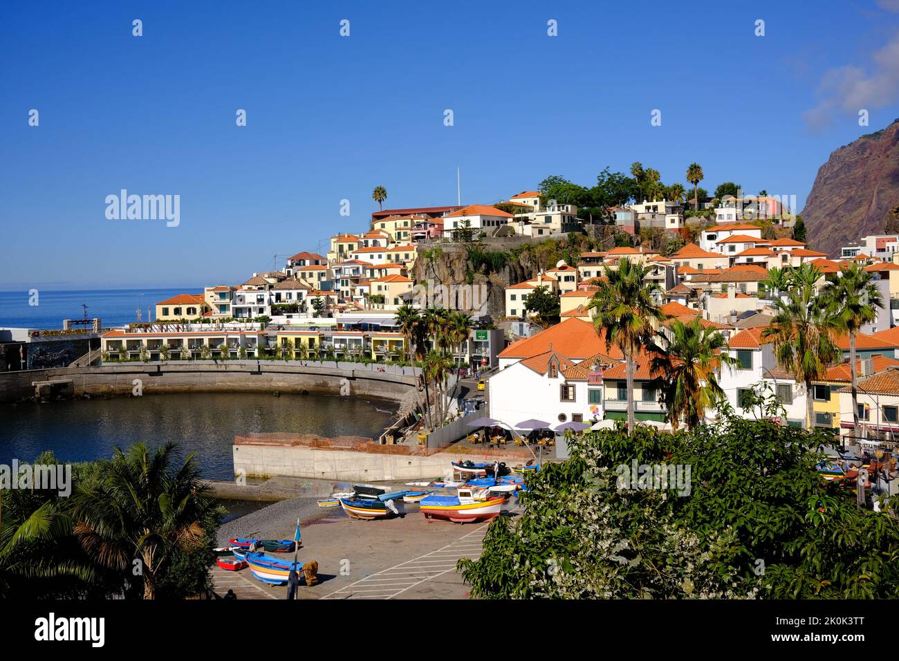 Camara do Lobos, front de mer et port, Madère, Portugal Banque D'Images