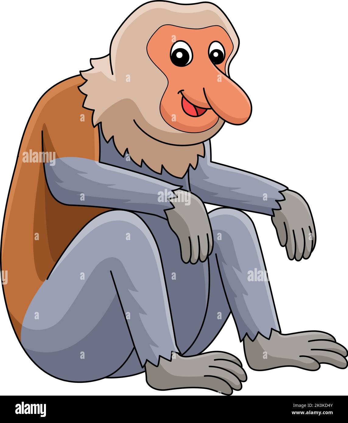 Proboscis Monkey Animal Cartoon coloré Clipart Illustration de Vecteur