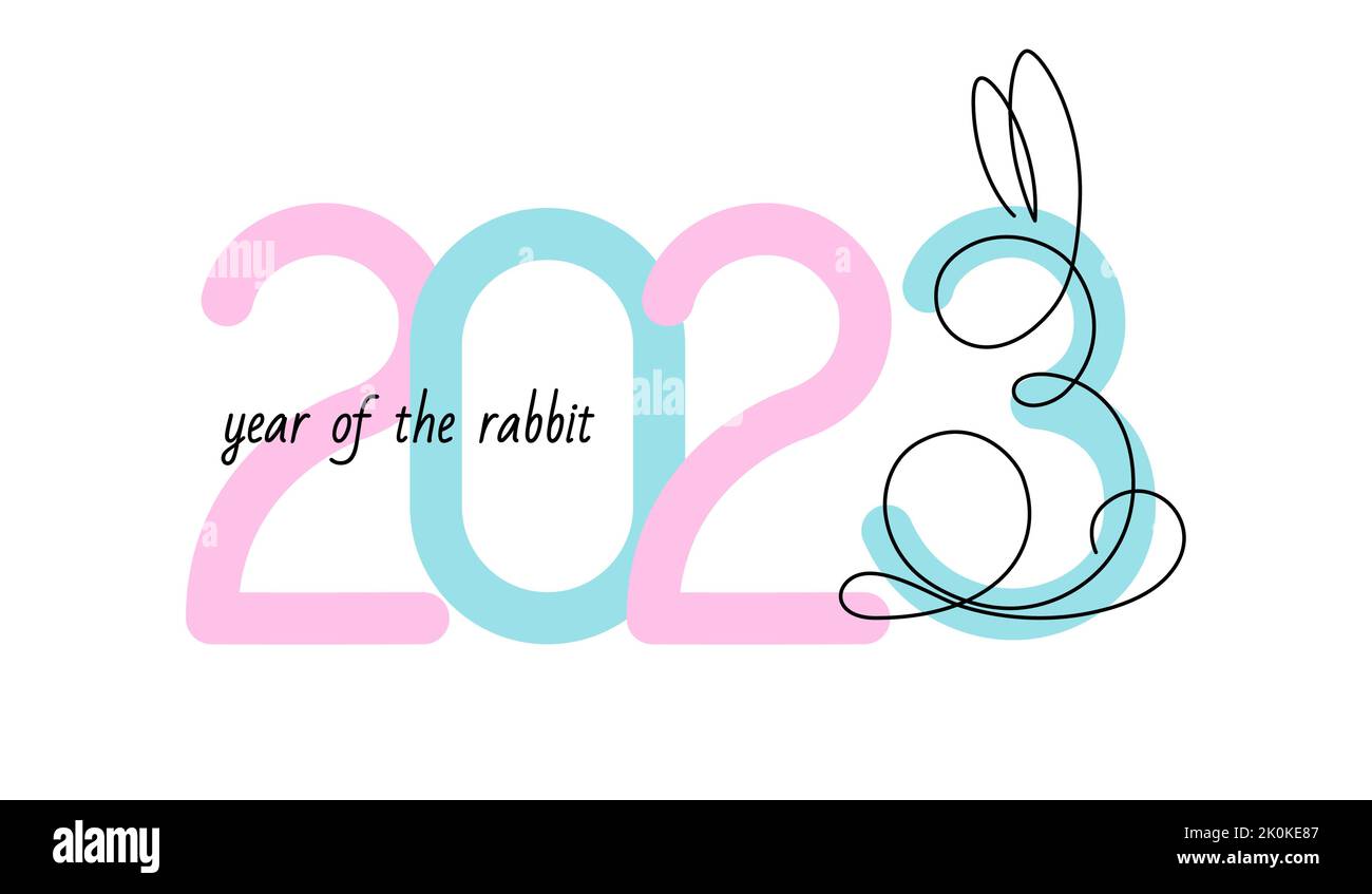Bannière 2023 année du lapin sur fond blanc Illustration de Vecteur