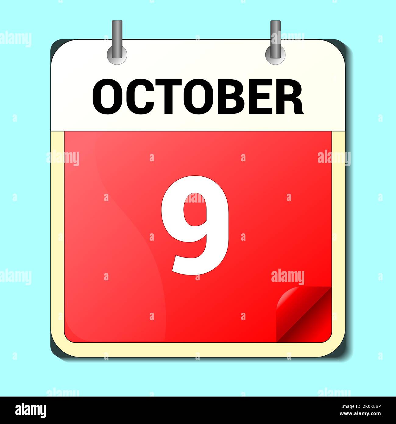 29th octobre. calendrier avec la date numéro vingt-neuf, vingt-neuvième jour d'octobre, mois d'octobre Illustration de Vecteur