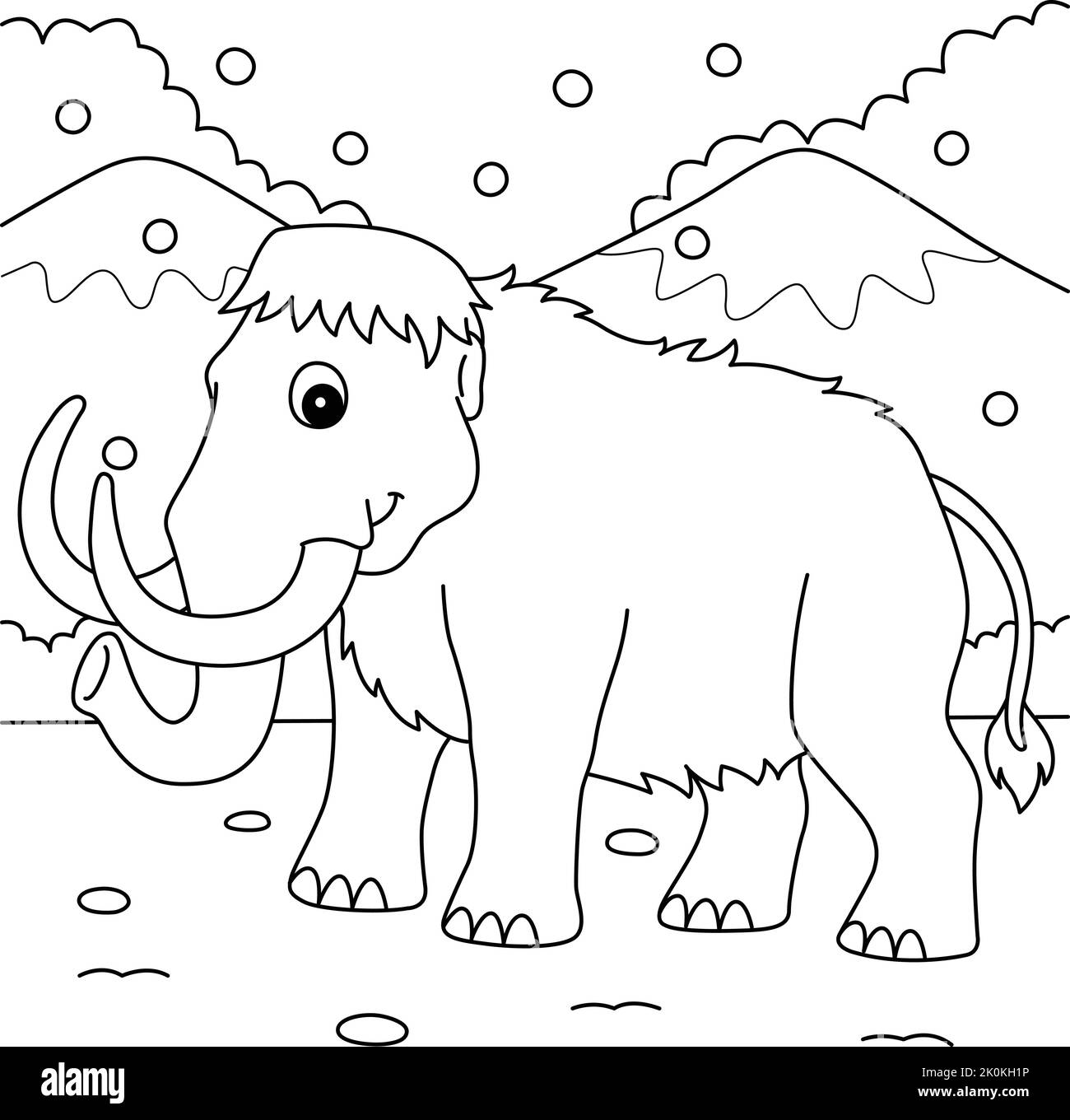 Page de coloriage animal de Mammoth pour enfants Illustration de Vecteur