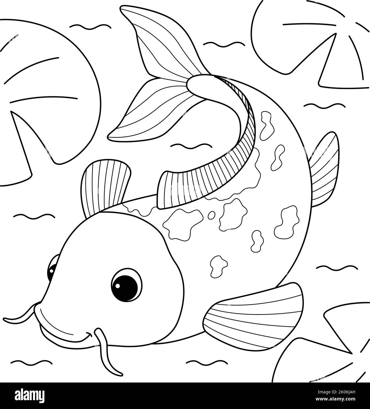 Page de coloriage pour les animaux de Koi pour les enfants Illustration de Vecteur
