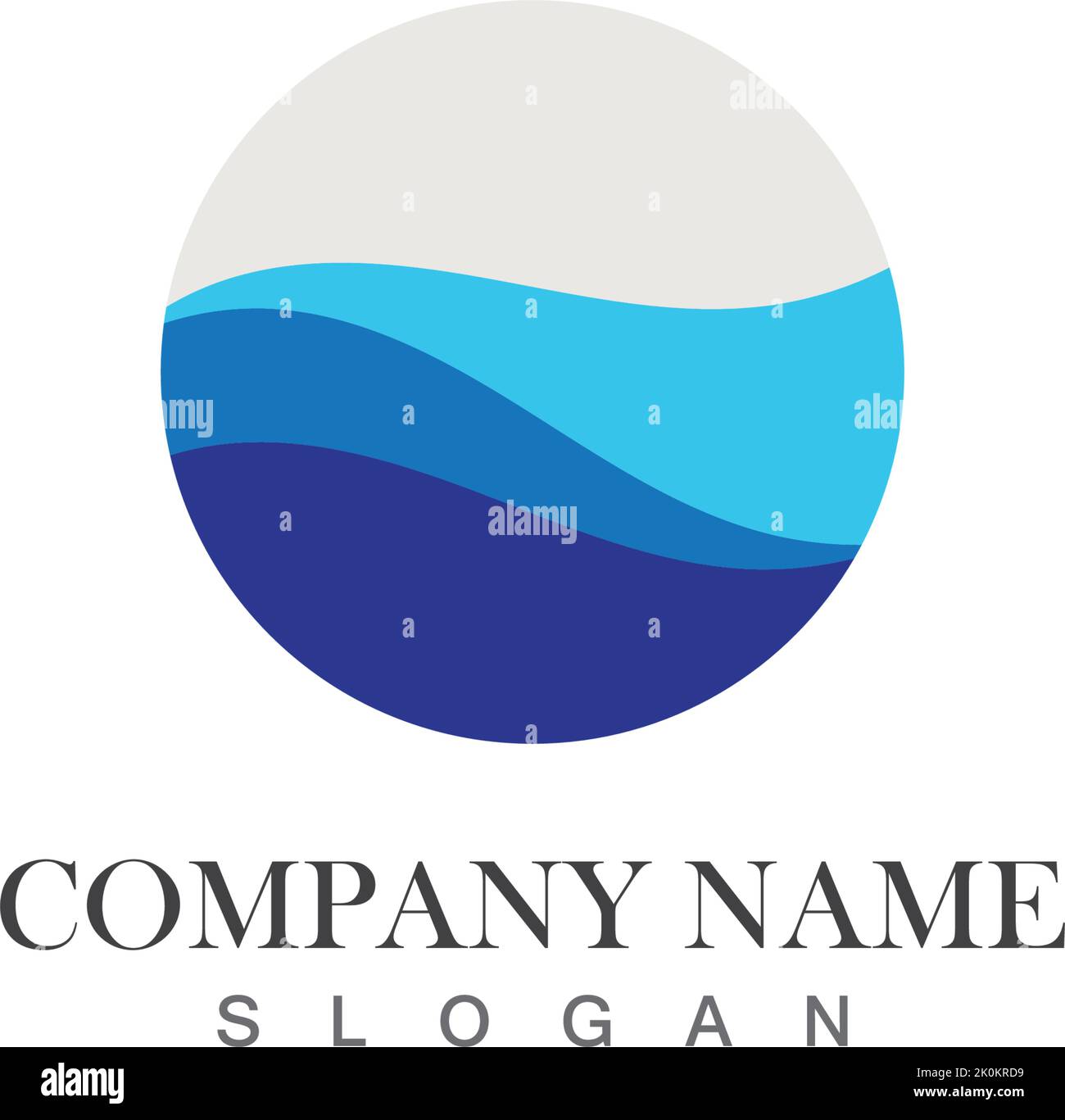 Logo de forme ronde isolée. Logo bleu. Image de l'eau courante. Mer, océan, surface de la rivière Illustration de Vecteur