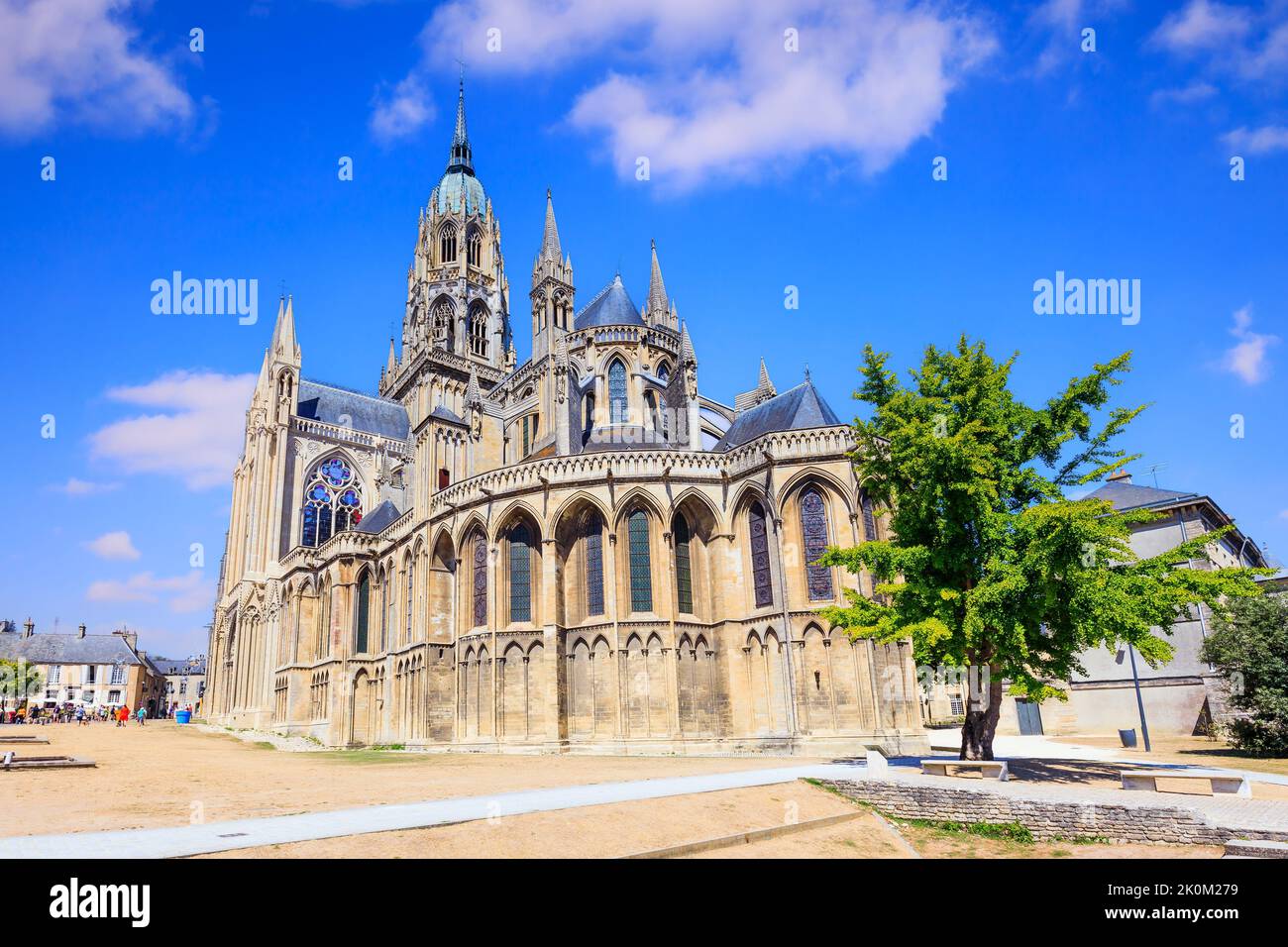 Bayeux, Normandie dans le nord-ouest de la France. La cathédrale notre Dame. Banque D'Images