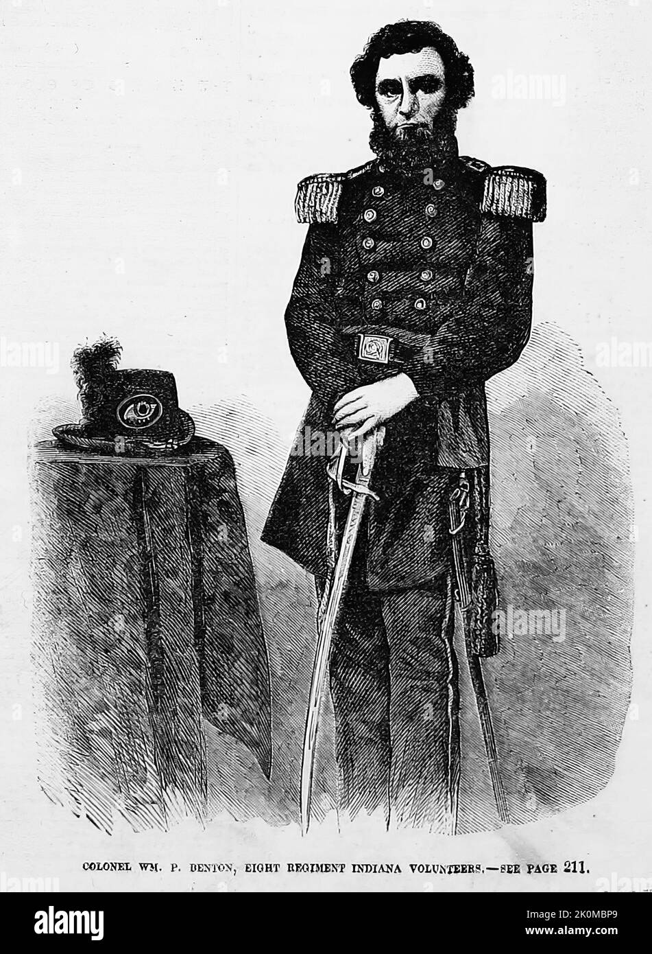 Portrait du colonel William Plummer Benton, huit Regiment Indiana Volunteers. Août 1861. Illustration de la guerre de Sécession américaine du 19th siècle tirée du journal illustré de Frank Leslie Banque D'Images