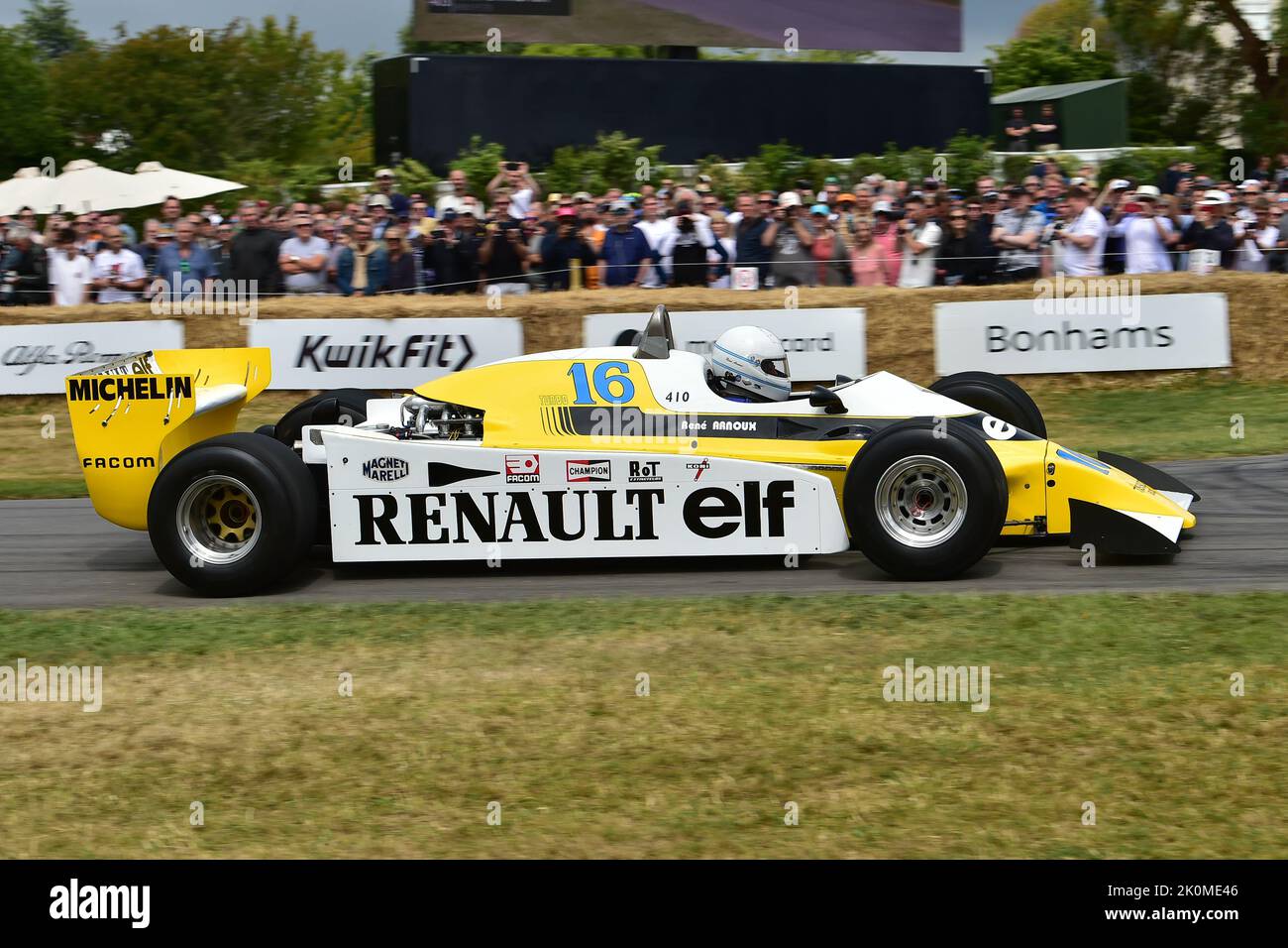 Rene Arnoux, Renault RS10, Grand Prix greats, Grand Prix voitures des années 50 à moteur mécanique à combustible fossile jusqu'à la mult Banque D'Images